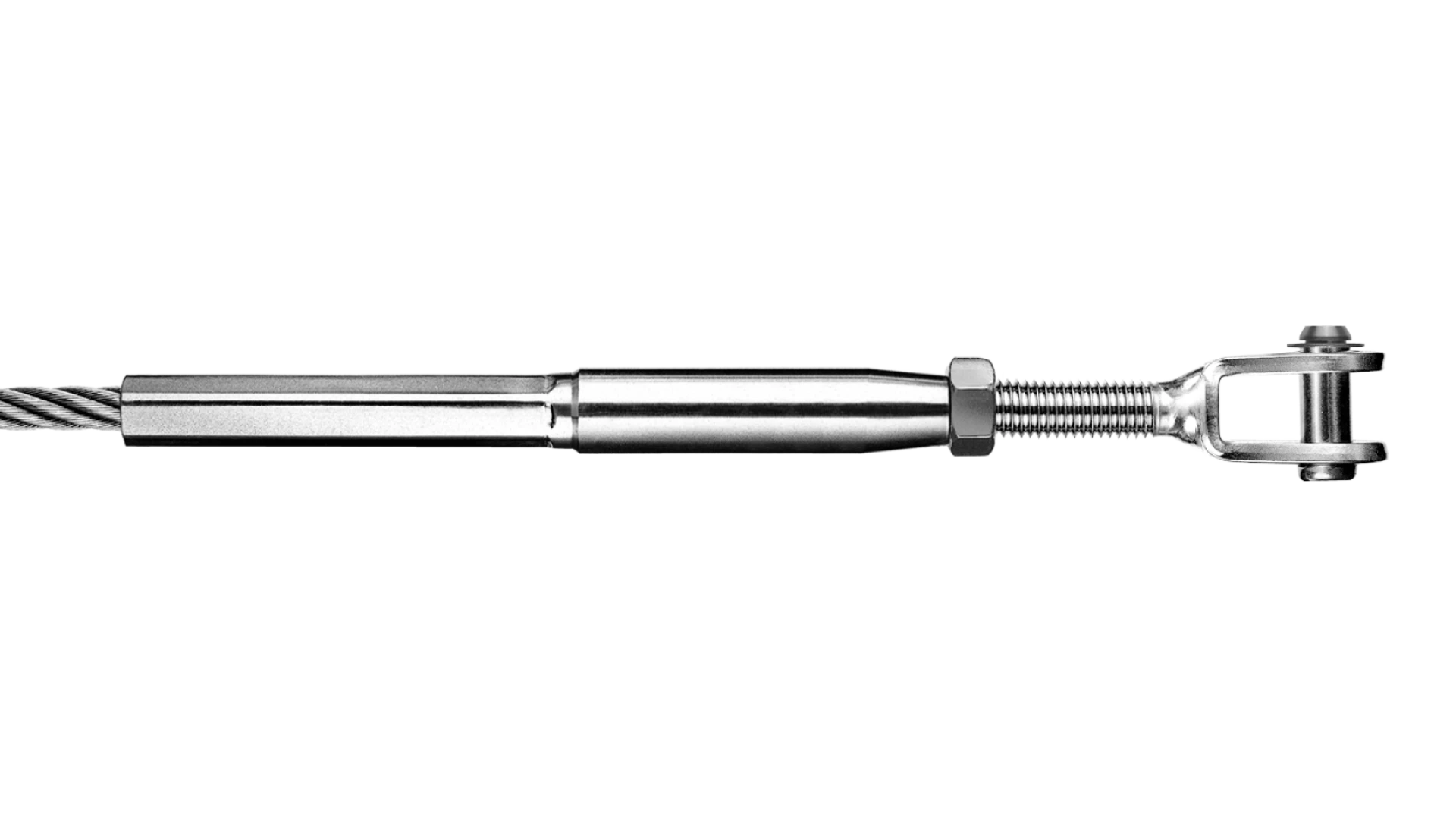 Clevis and internal thread-end right-hand swaged for rope Ø 10 - 16 mm. PHASED-OUT ITEM