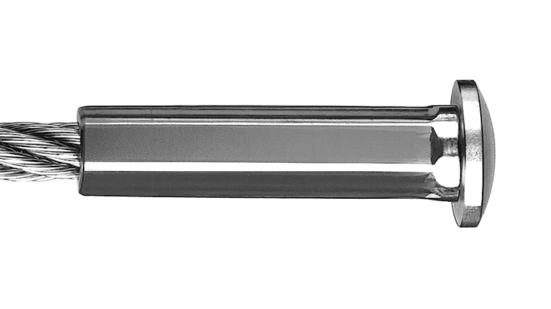 End-stop with radius head swaged
