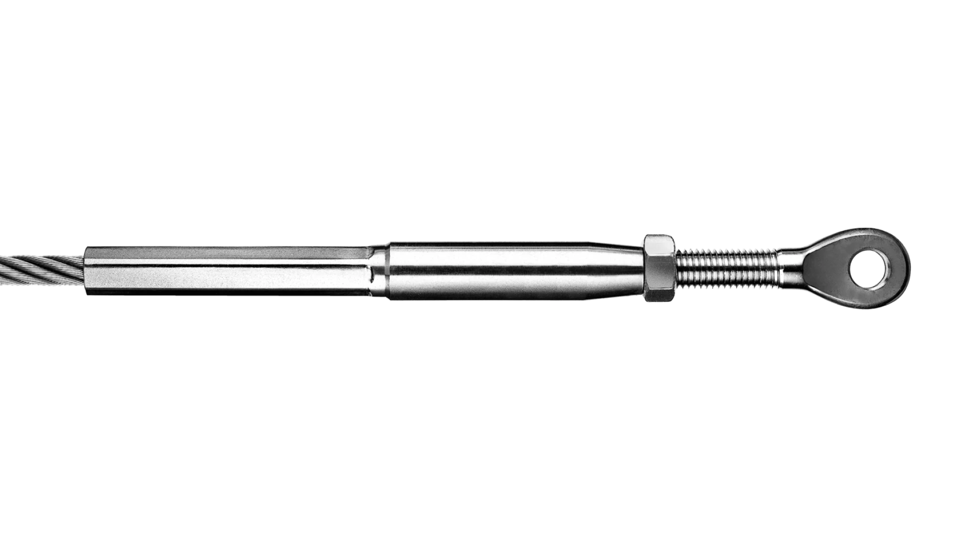 Eye-end and internal thread-end left-hand swaged for rope Ø 10 - 16 mm