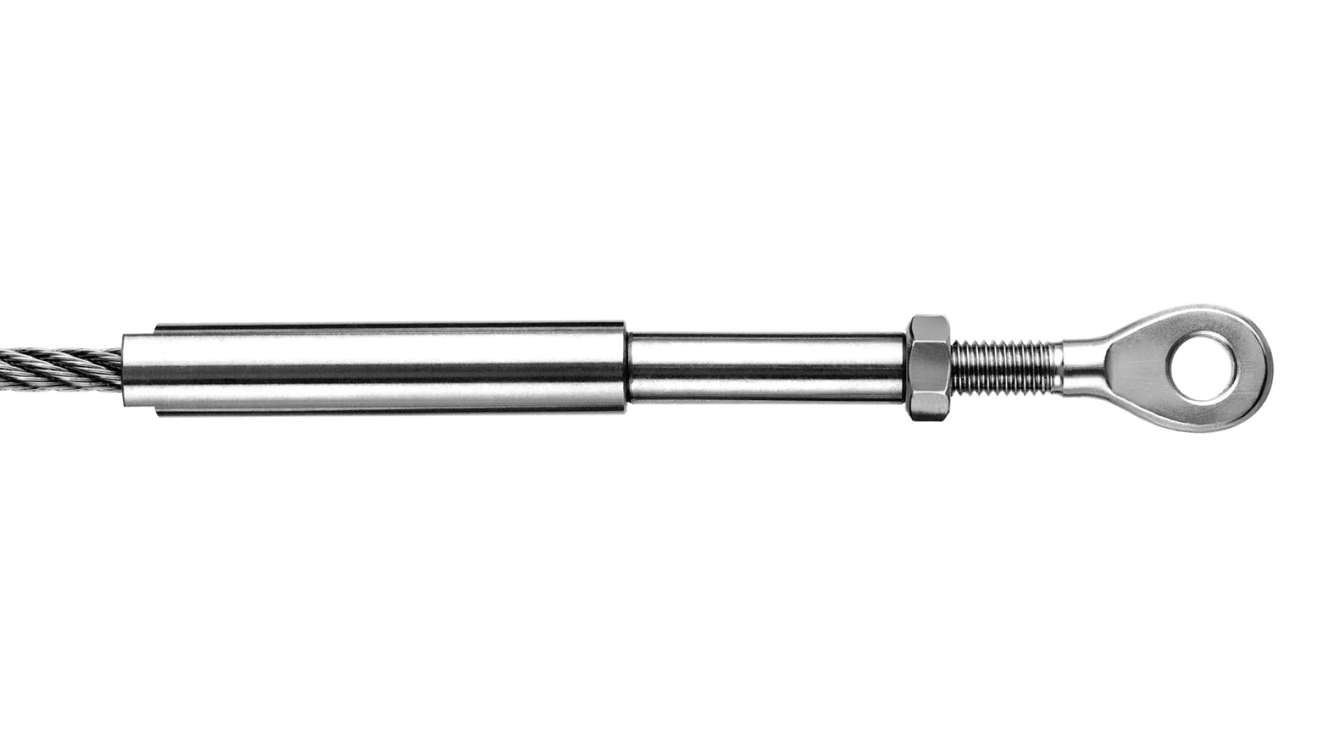 Eye-end and internal thread-end swivel swaged
