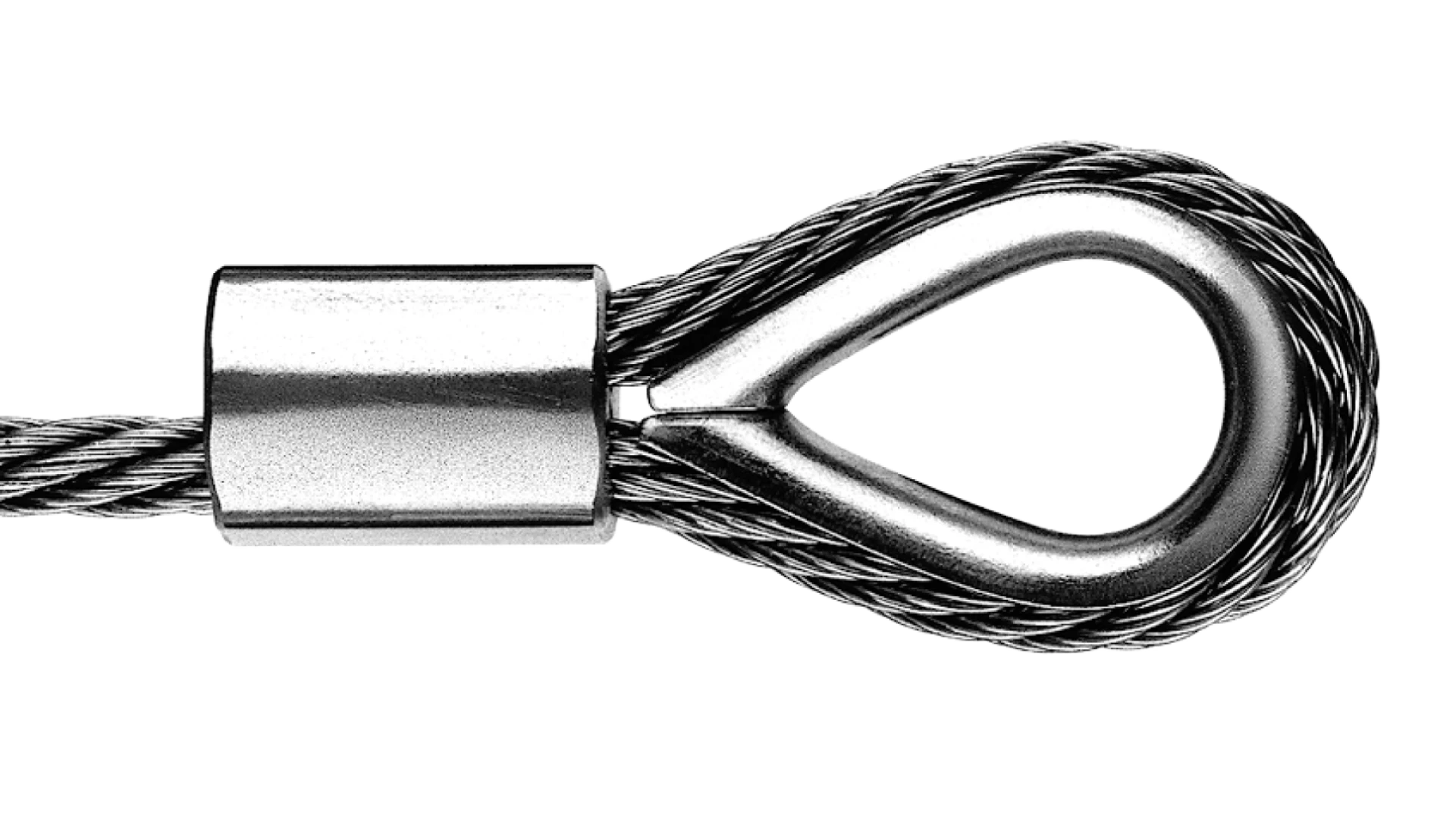 Loop with thimble and stainless steel sleeve swaged