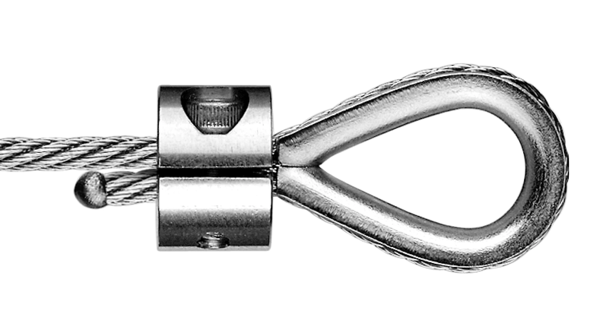 2-part loop clamp with thimble self-assembly light