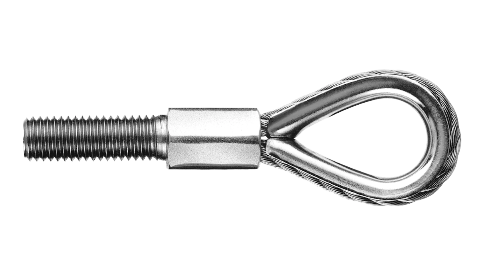 Loop with external thread right-hand compressed with thimble
