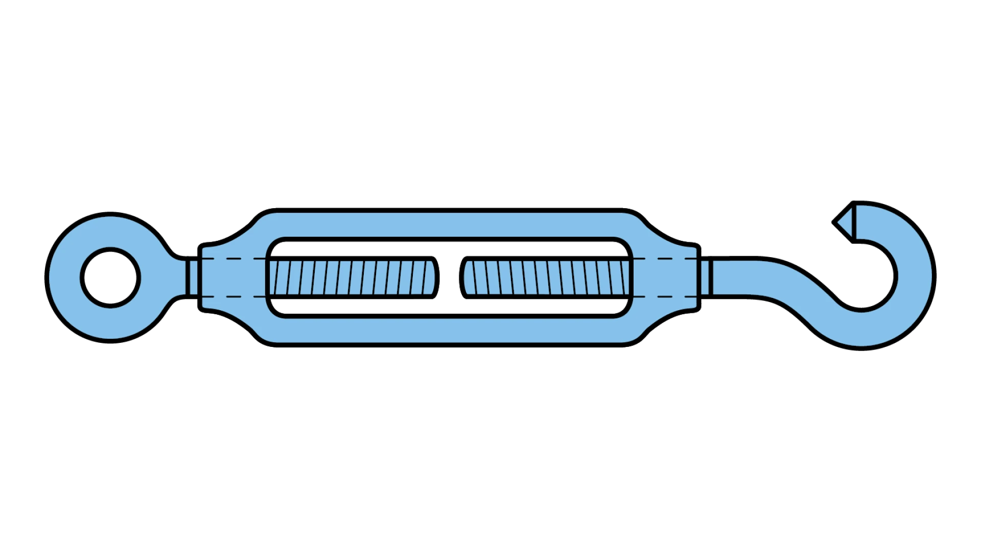 Turnbuckle with hook and eye  stainless steel