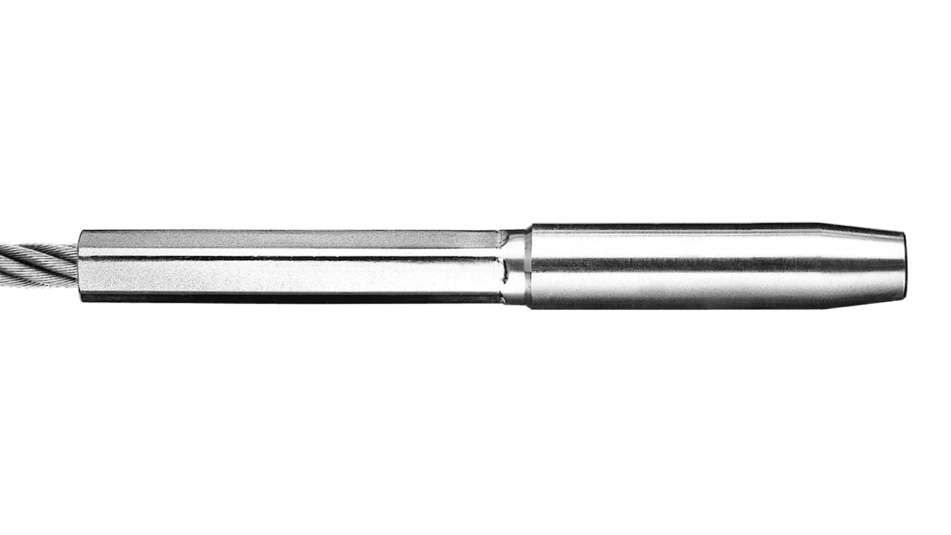 Internal thread end left-hand swaged for rope Ø 10 - 16 mm