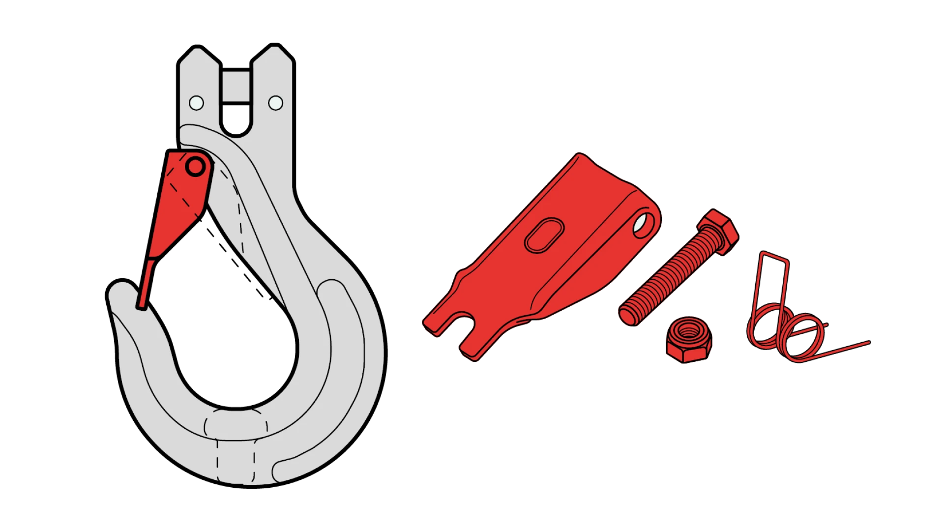 Replacement safety latch kit   for hook type GKH
