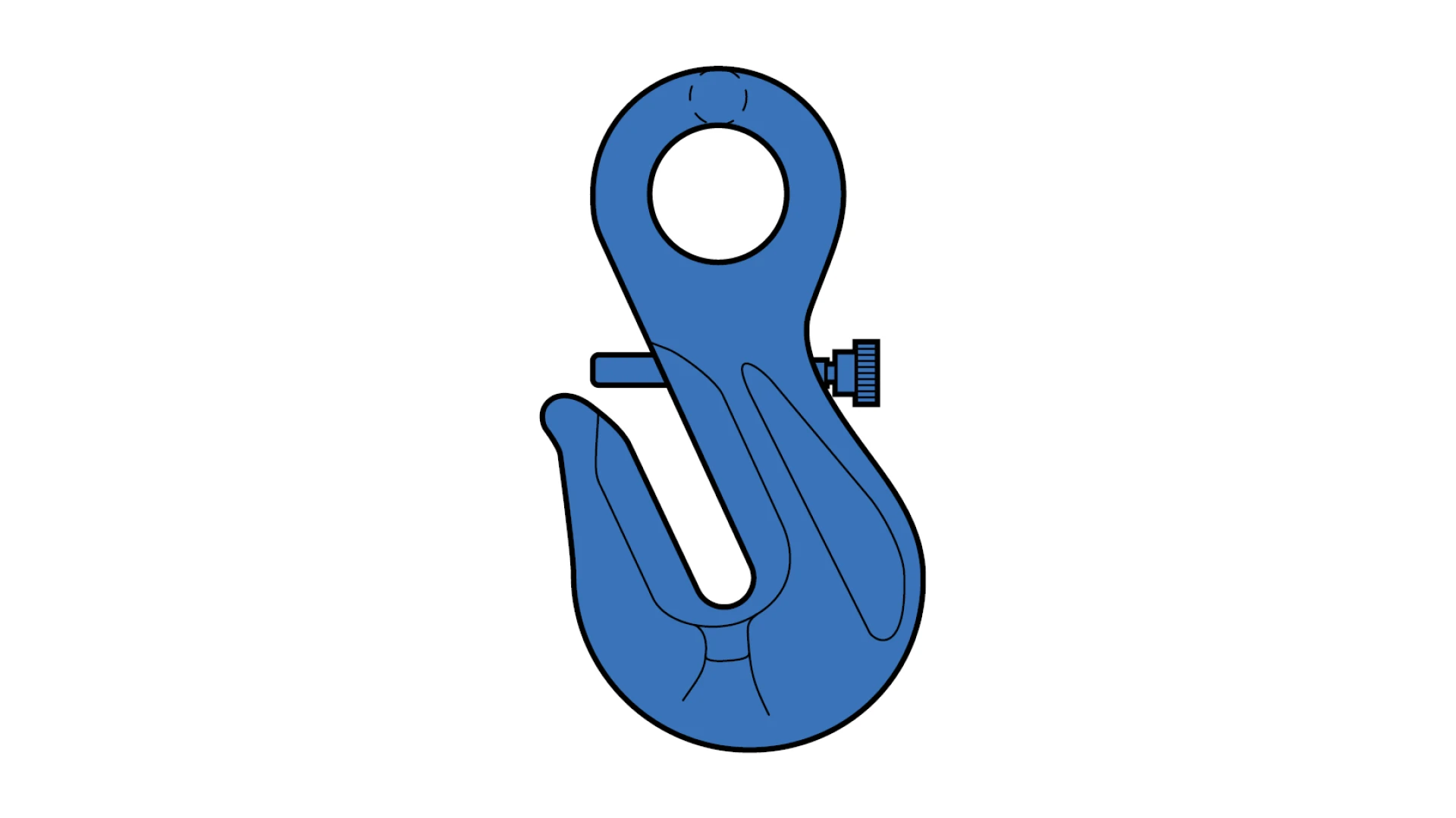 Chain-shortening hook with eye end and safety pin, type LP  GK 10