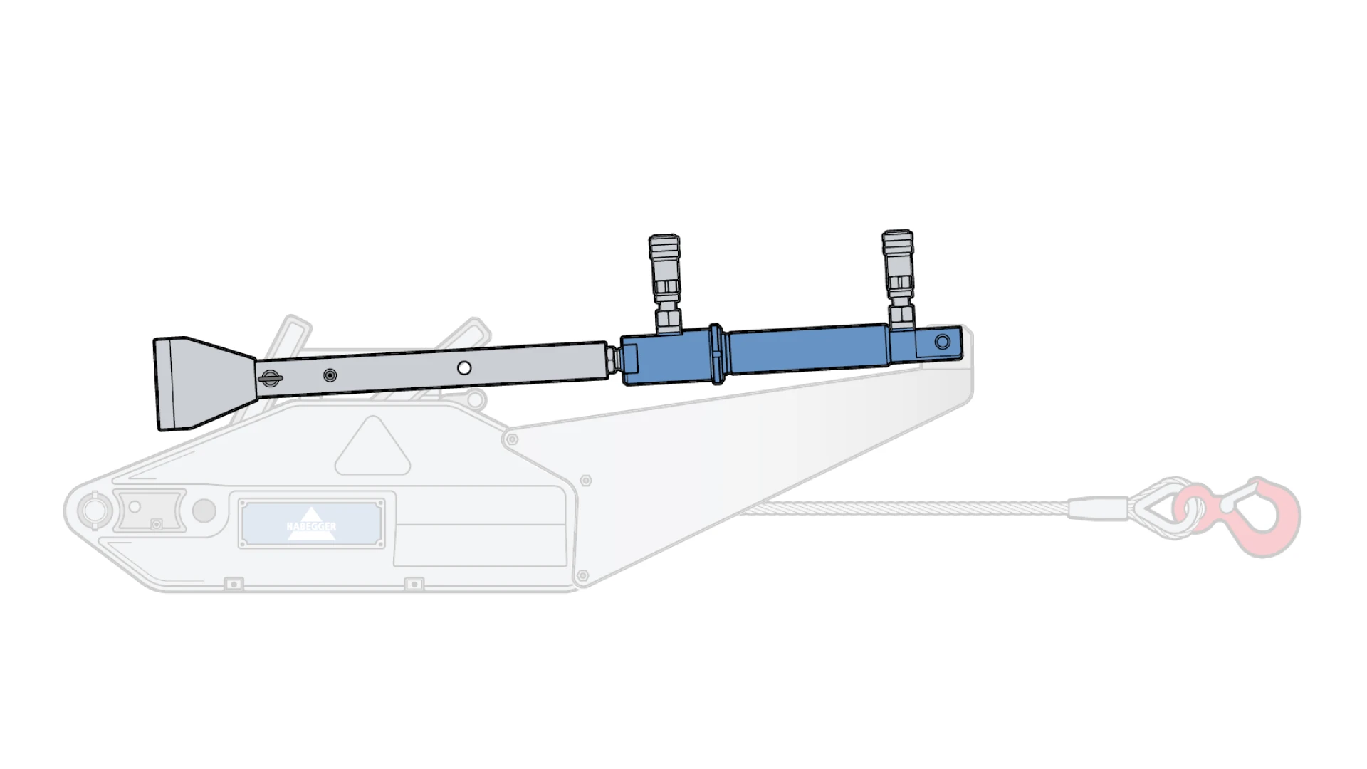 Hydraulic cylinder complete, with fork  HIT-16