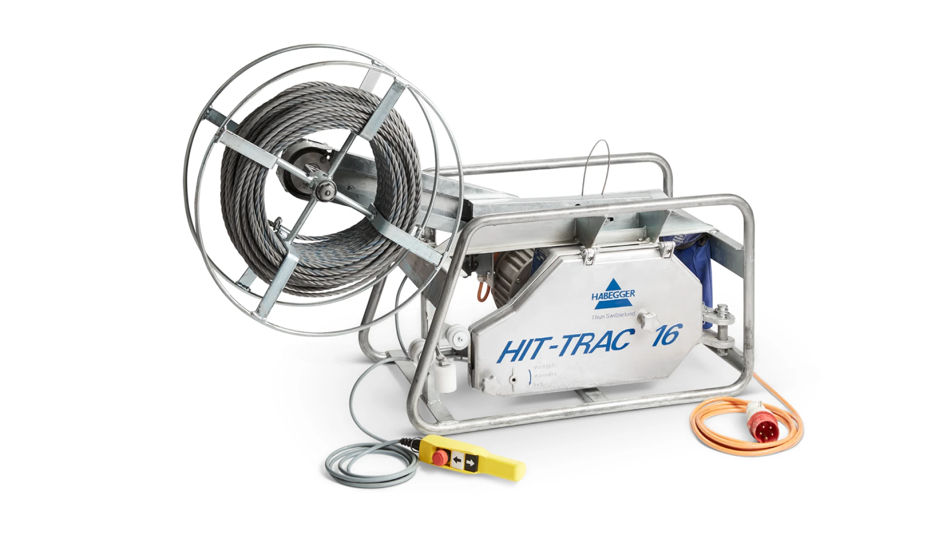 Habegger HIT-TRAC 16E electric motorized rope hoist  mit Haspelantrieb im Rohrgestell