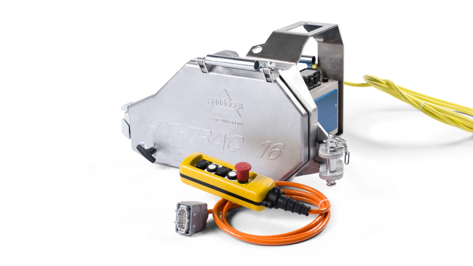 Habegger HIT-TRAC 16E neo electric motorized rope hoist, with control box guard