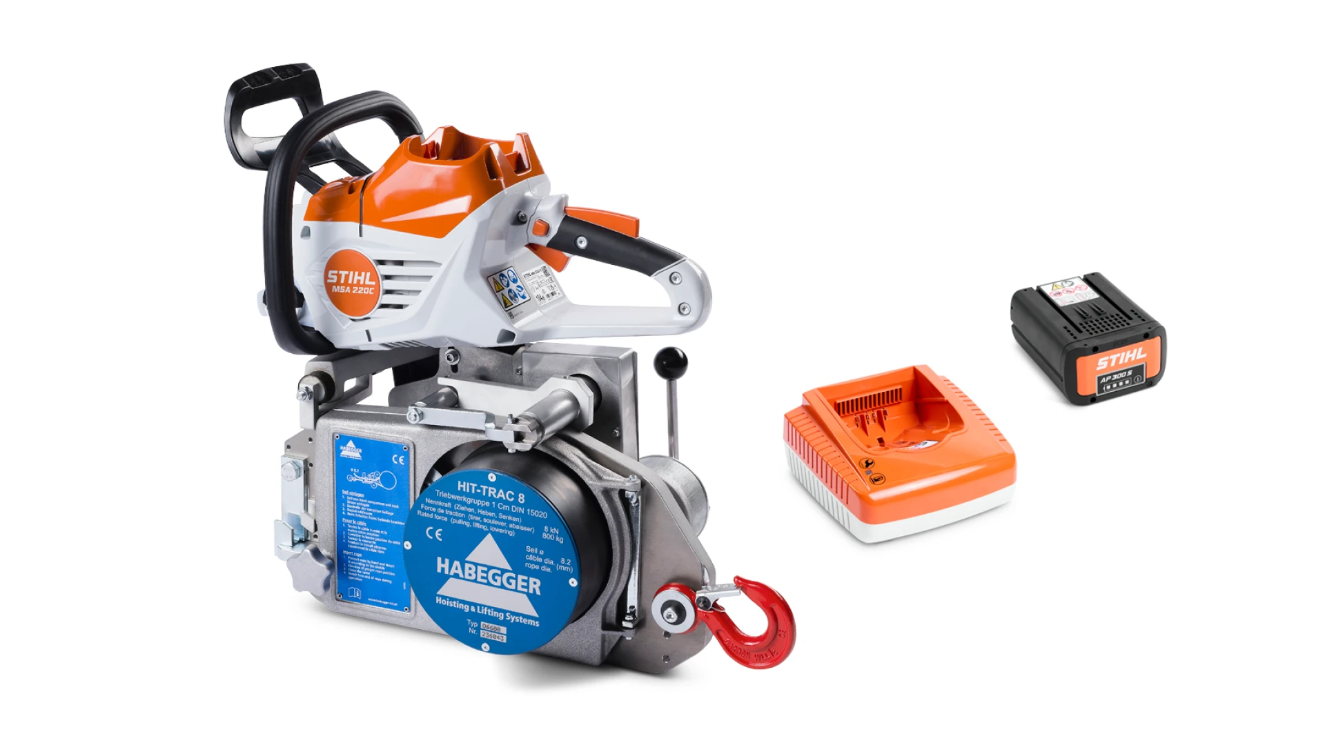 Habegger HIT-TRAC 8A battery-powered motorized rope hoist  incl. battery and charger