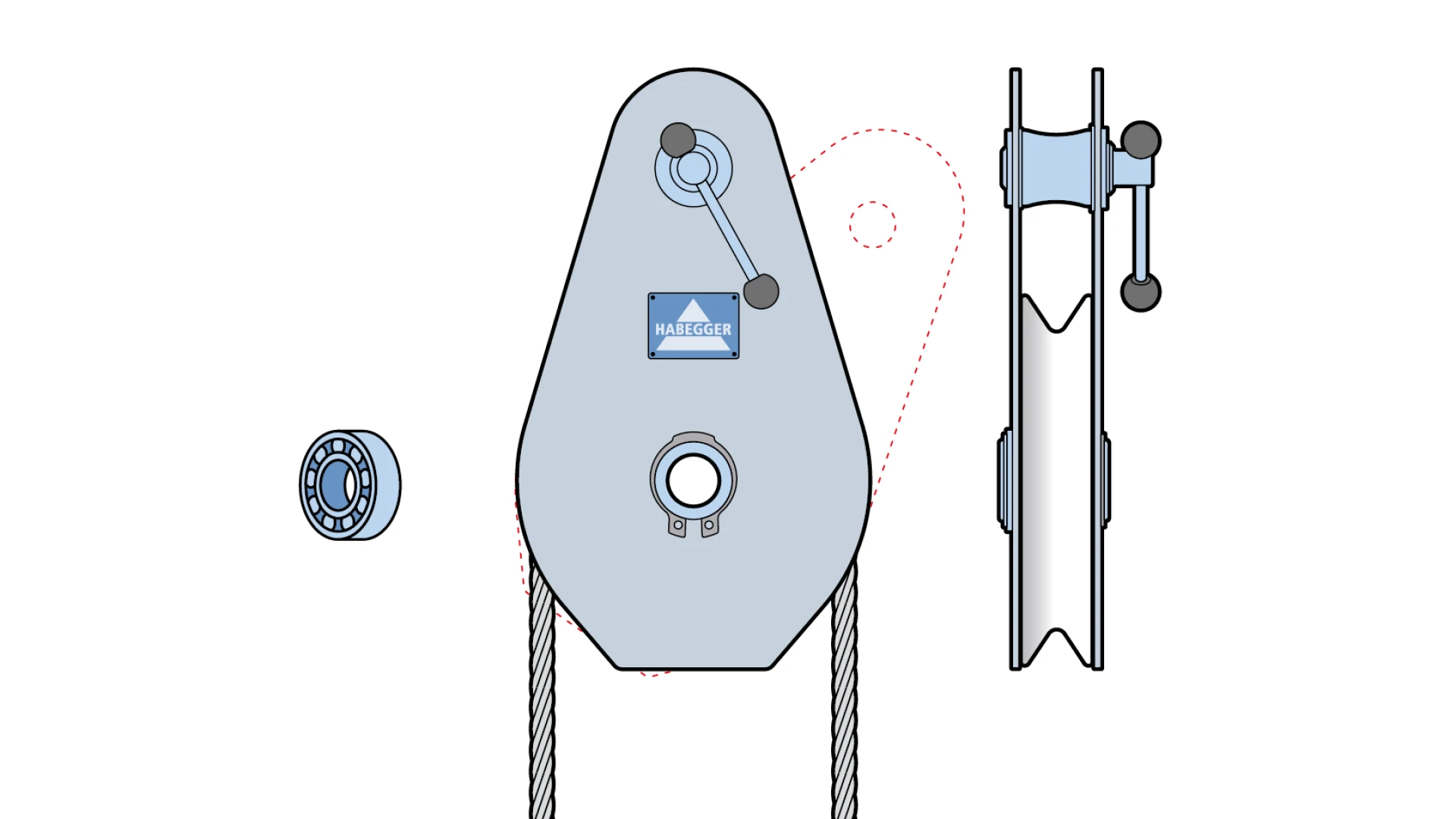 Rope pulley ST-A 1-roller, with ball bearing  128 kN