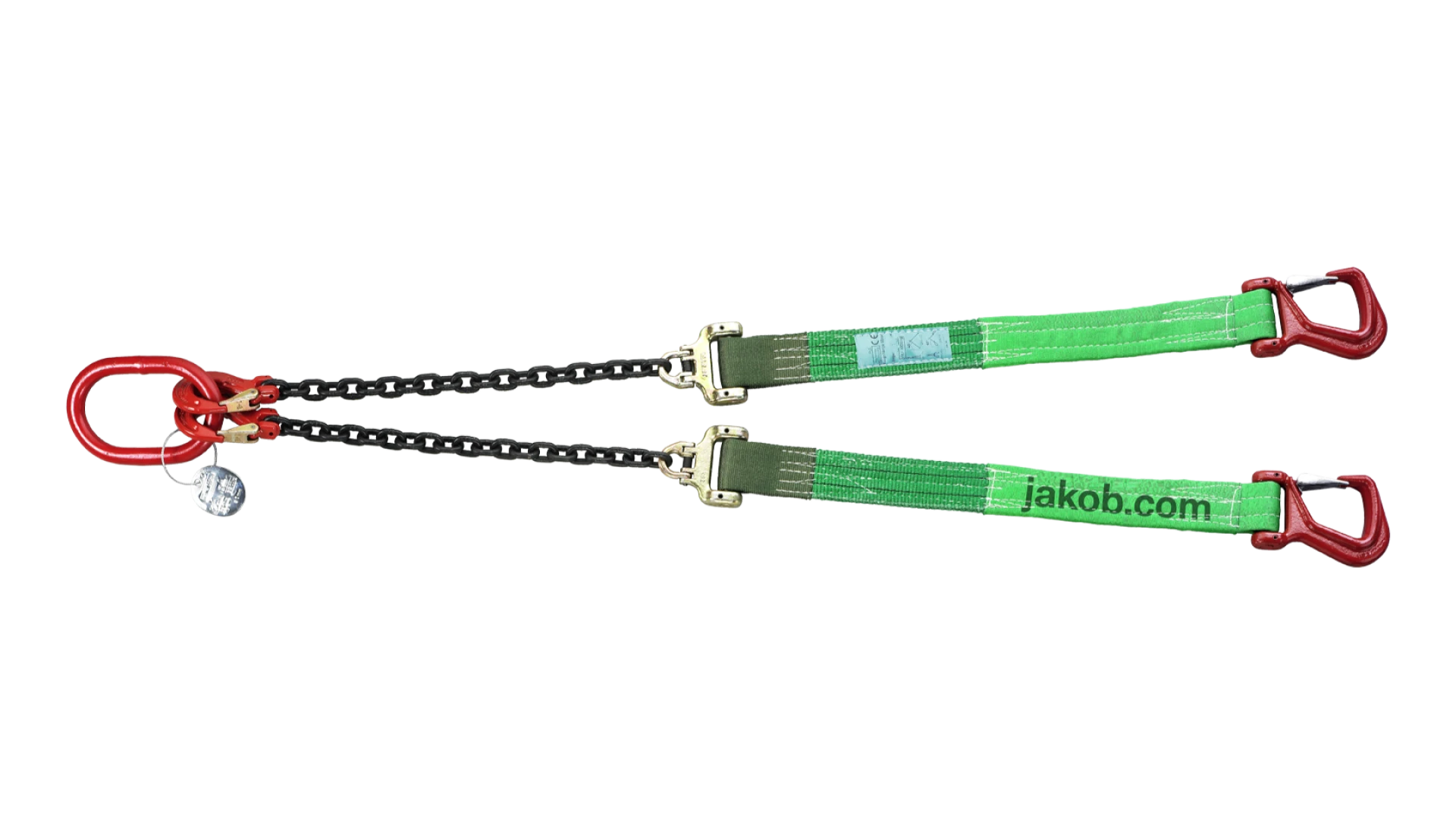 Reversible system web sling assembly two-leg  with clevis sling hook and sliding hook