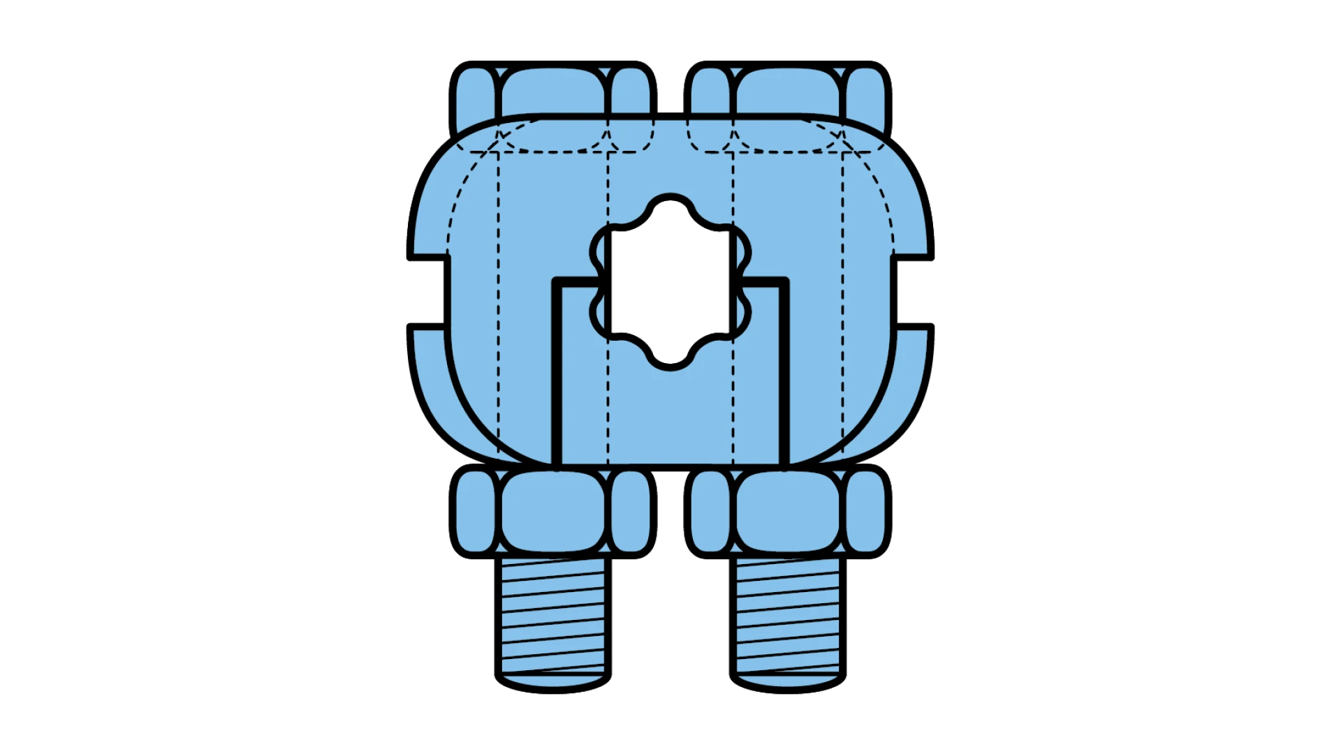 Securite clip with 2 bolts