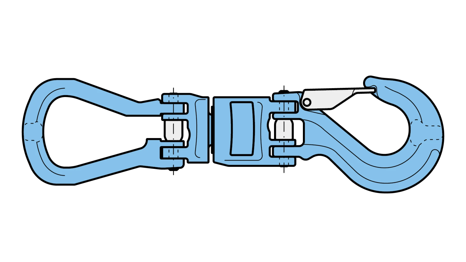 Insulated swivel with open master link and coupling hoist hook