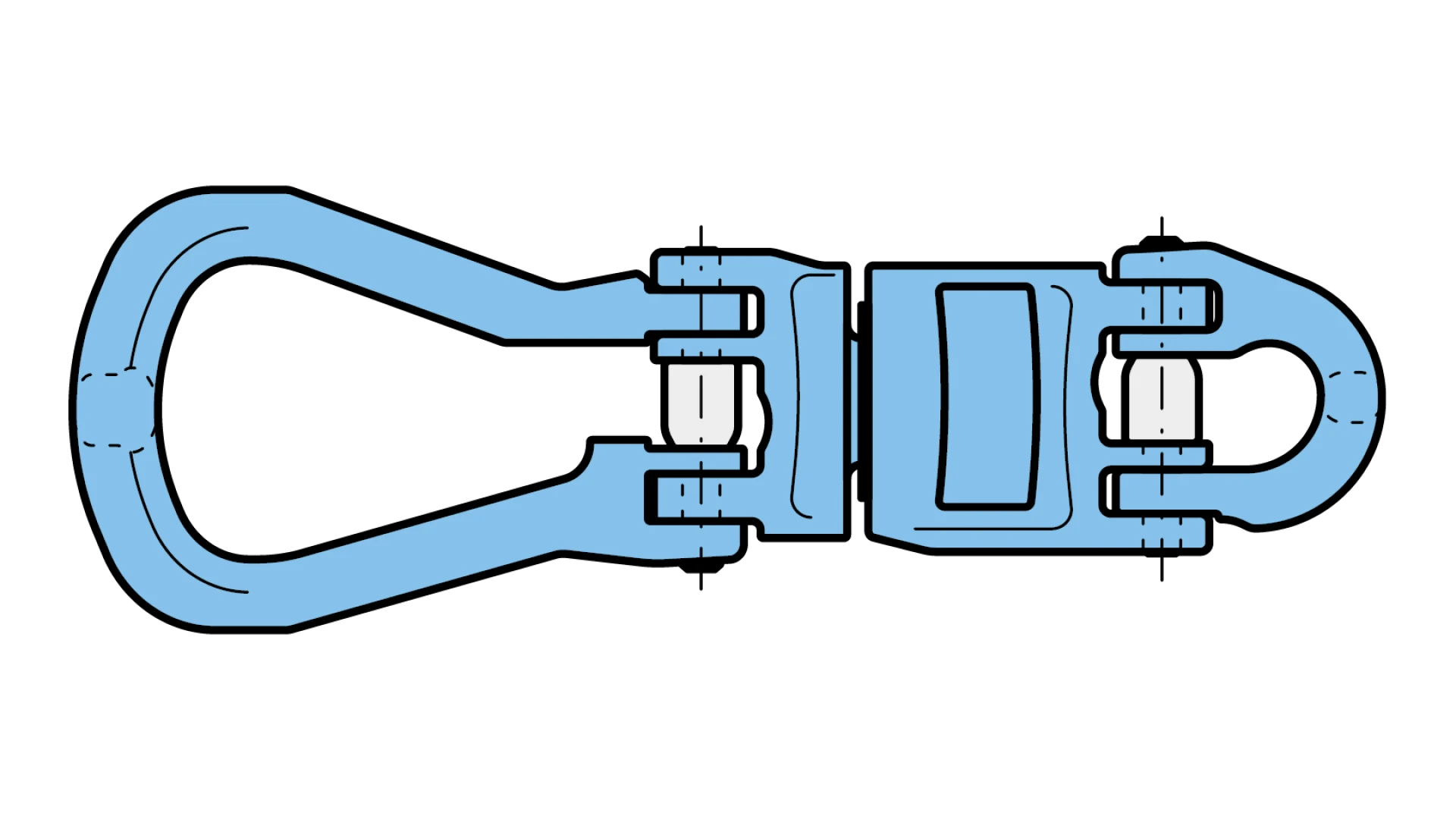 Insulated swivel with open master link and half coupling link