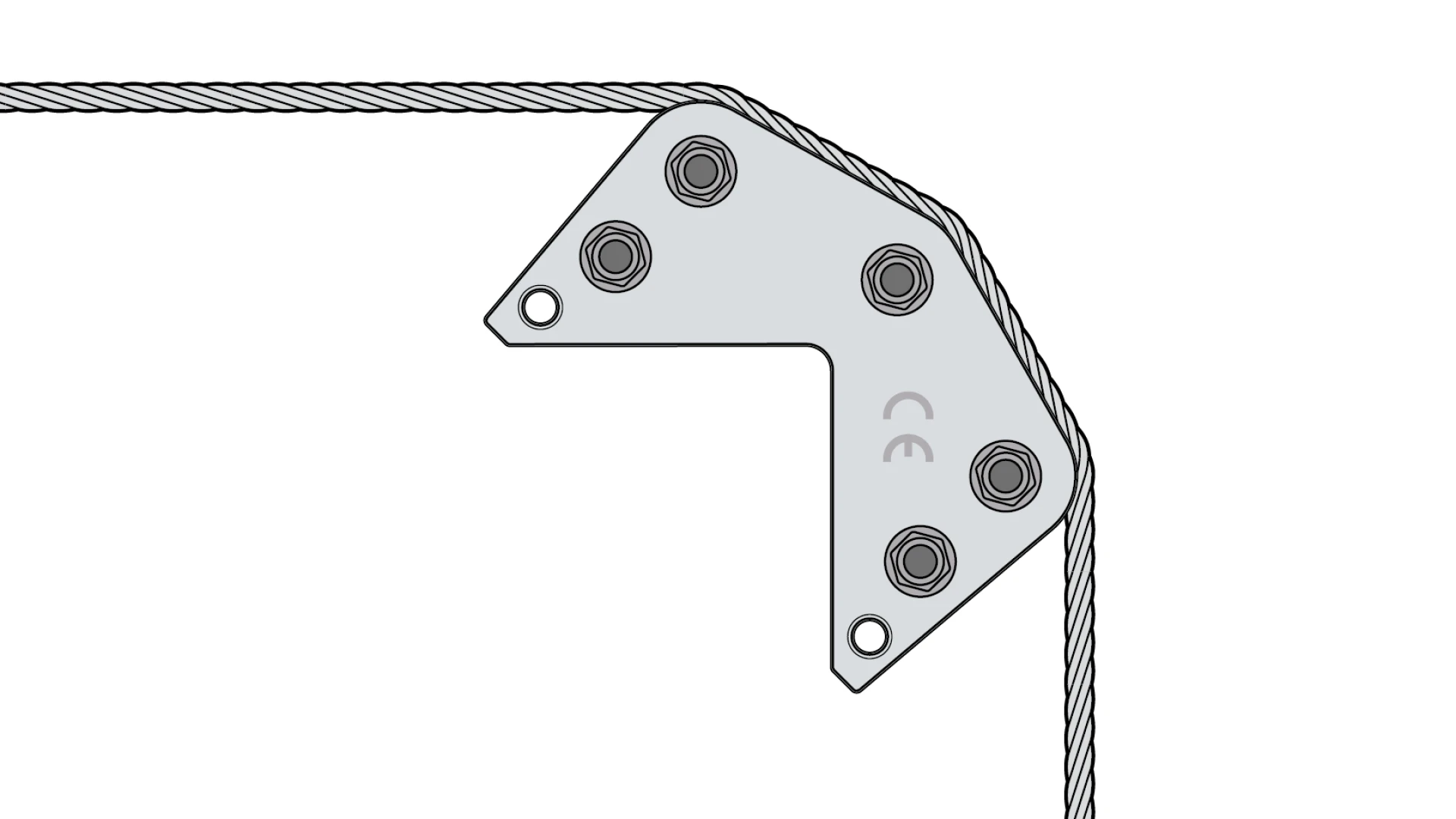Rope deflection roller 90°