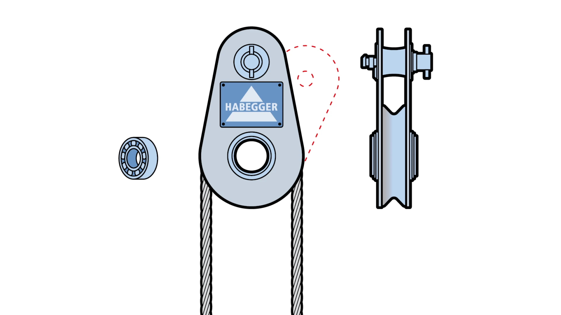 Rope pulley ST-A 1-roller, with ball bearing  32 kN