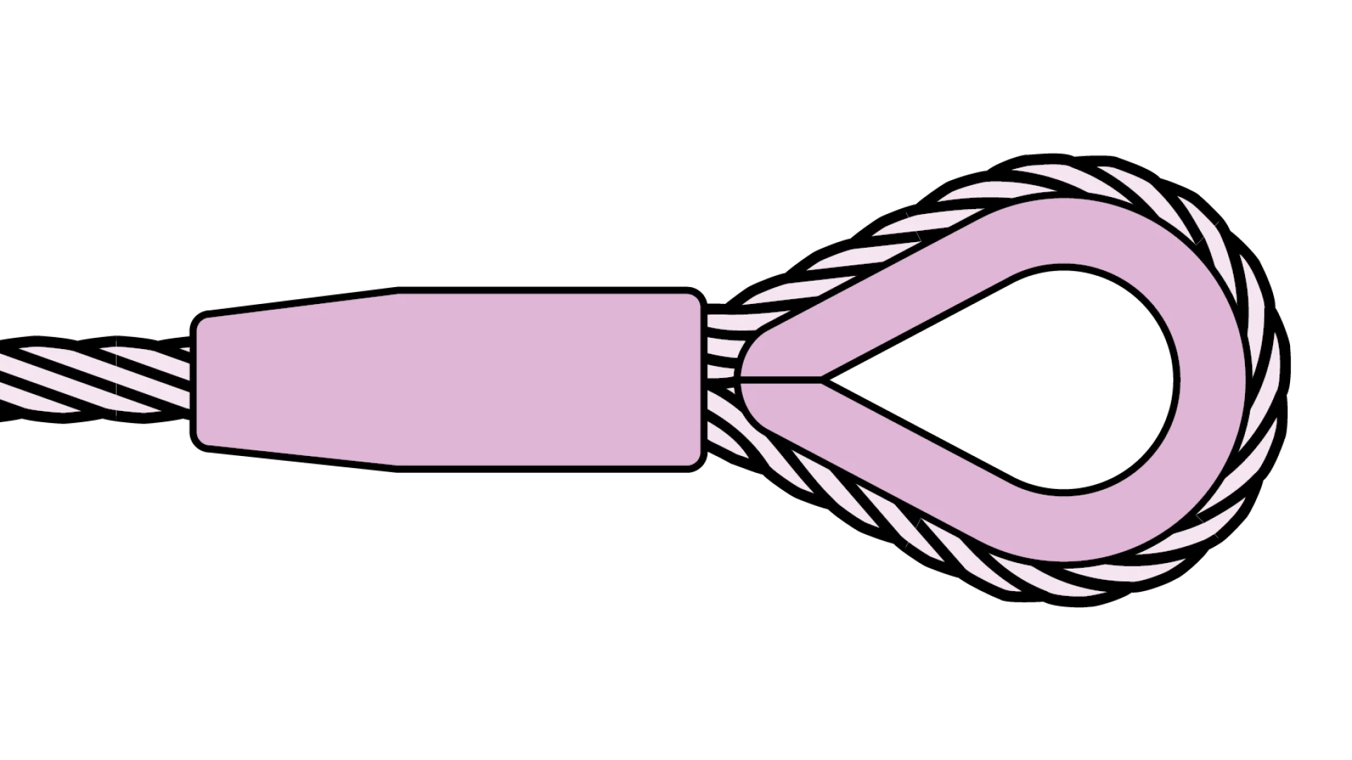 Loop with galvanized thimble and aluminium sleeve compressed