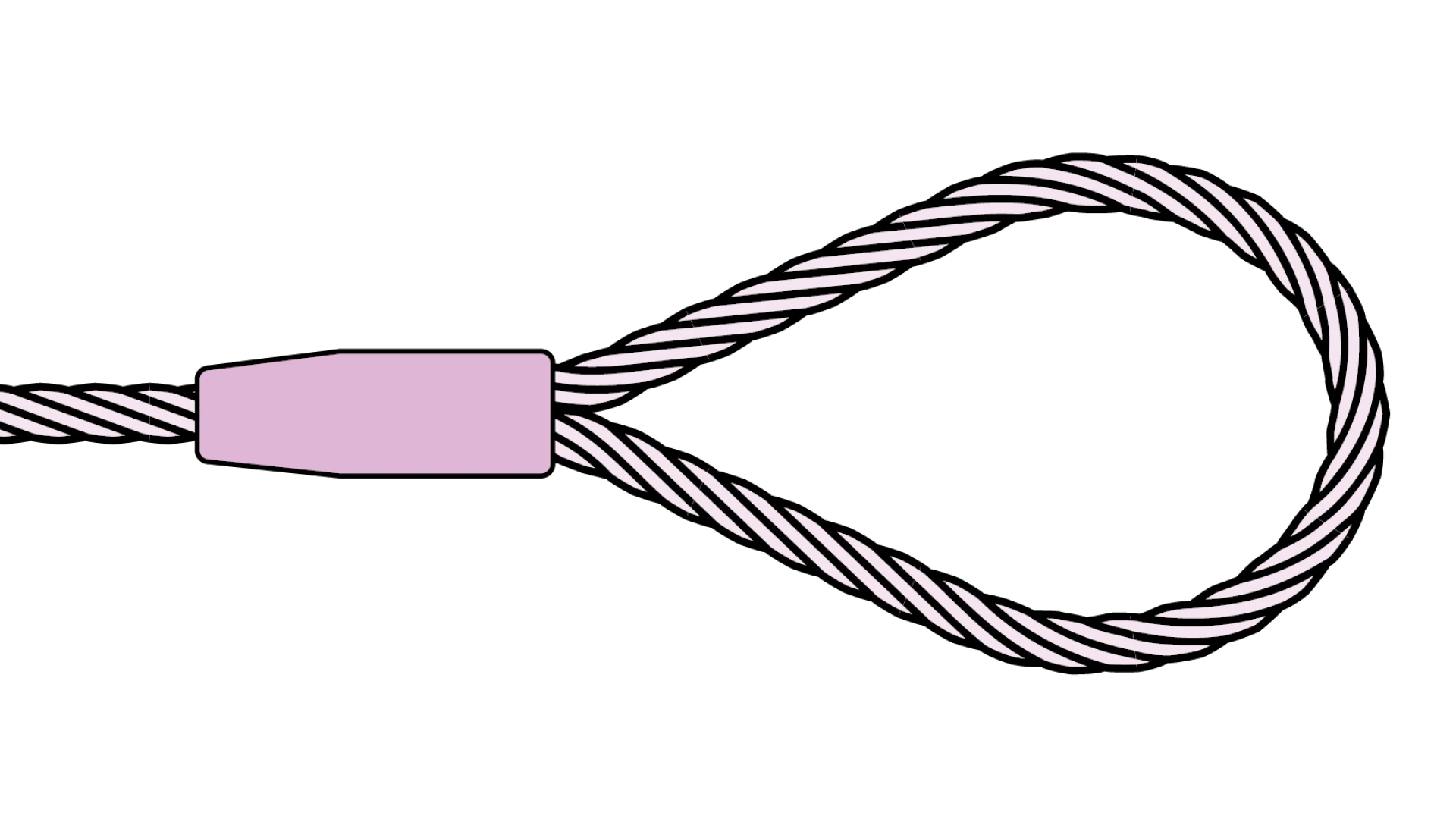 Loop with copper sleeve swaged without thimble