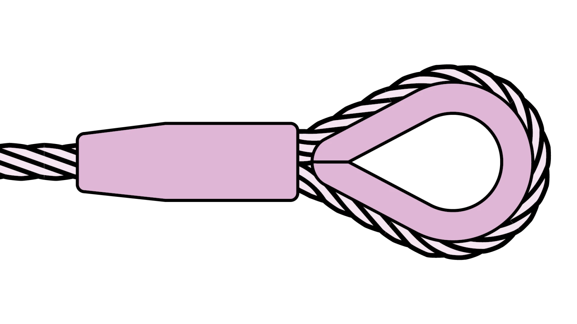 Loop with thimble and copper sleeve swaged