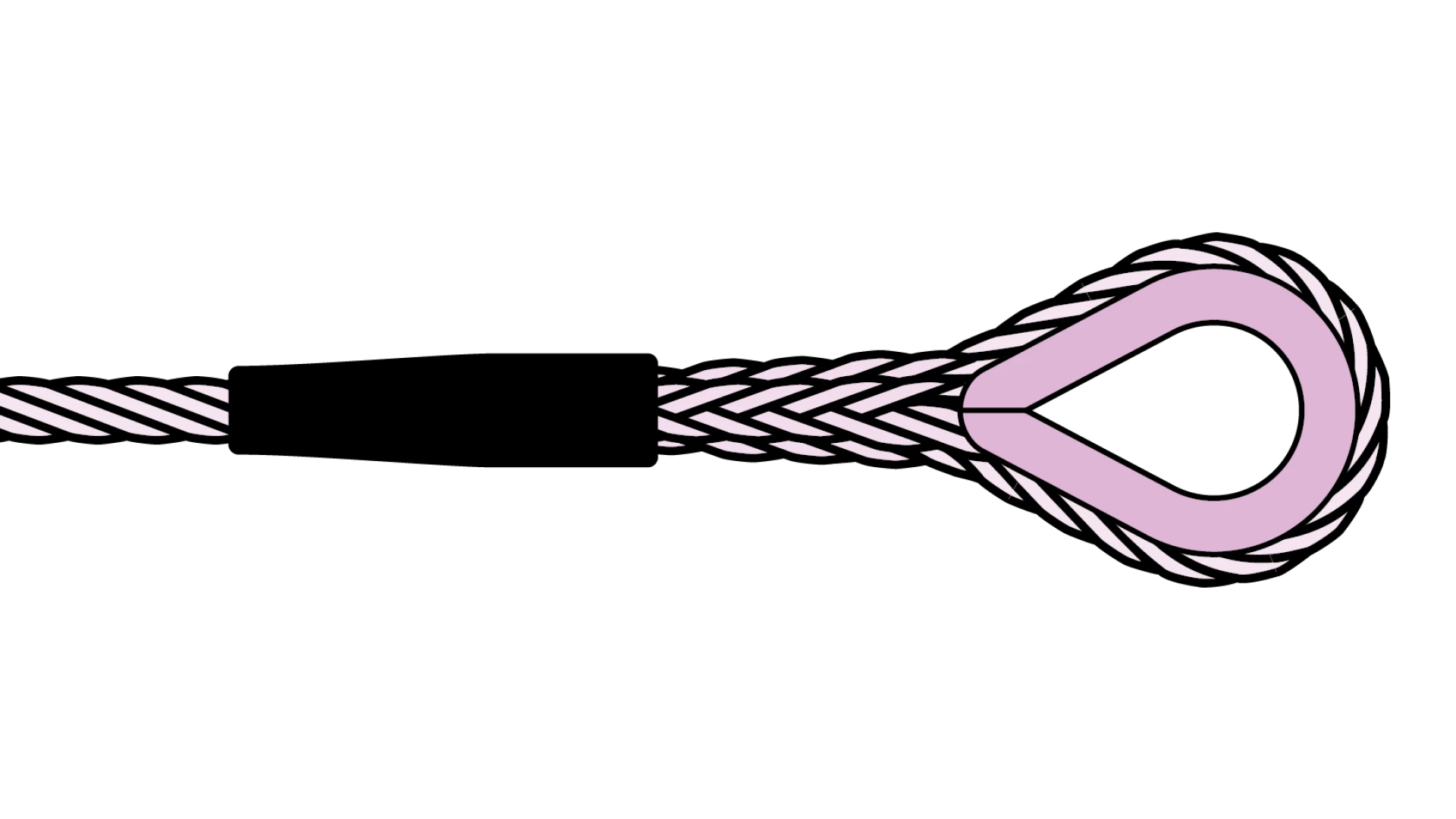 Loop with galvanized thimble and shrink-on tube spliced
