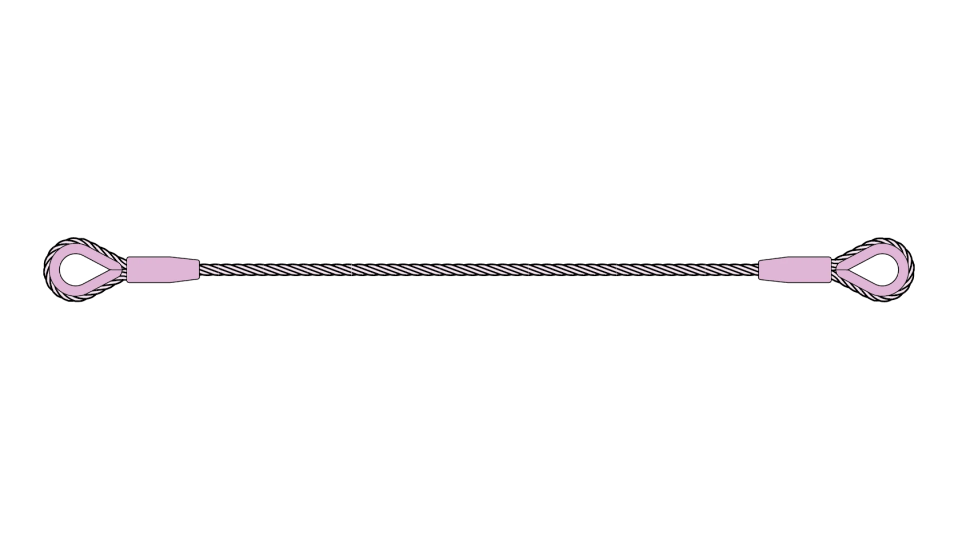 Wire rope sling loop with galvanized thimble on both ends compressed