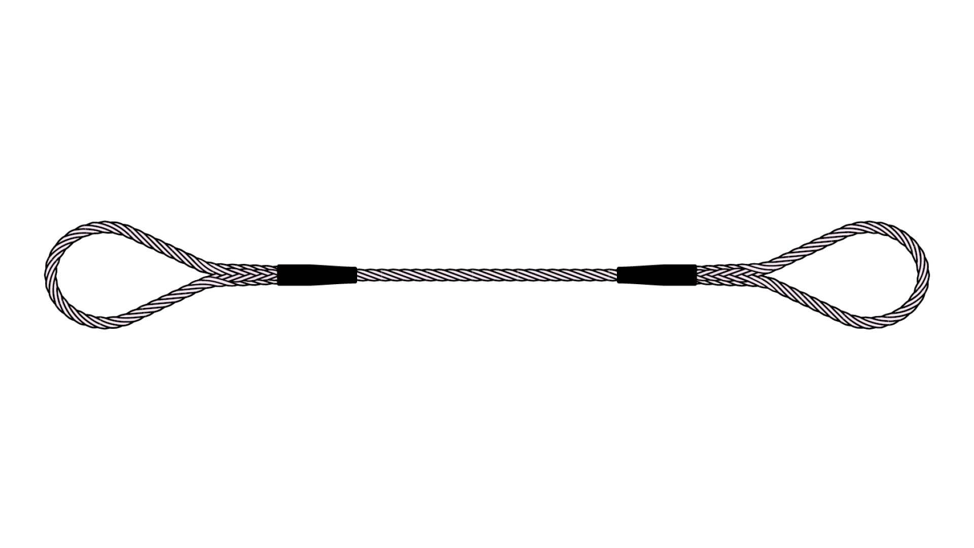 Wire rope sling loop with shrink-on tube on both ends spliced
