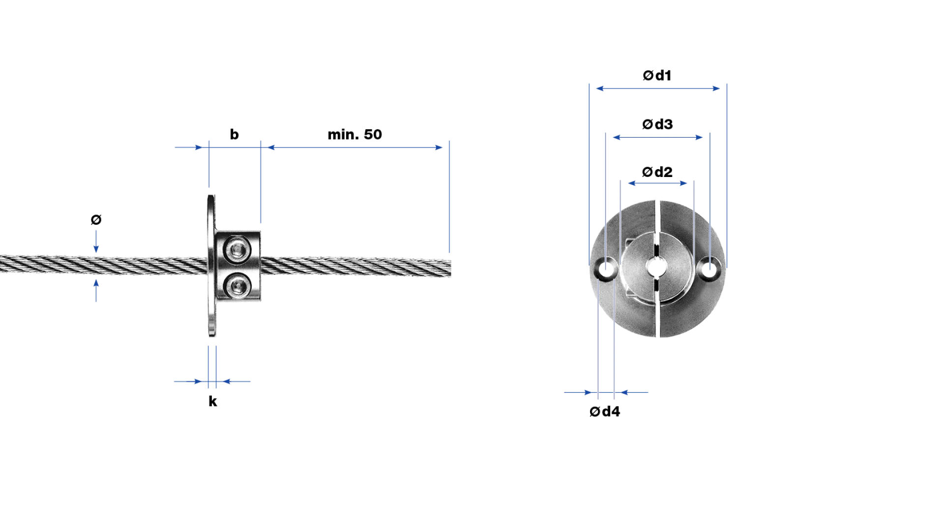 2-part flange ring with two holes self-assembly
