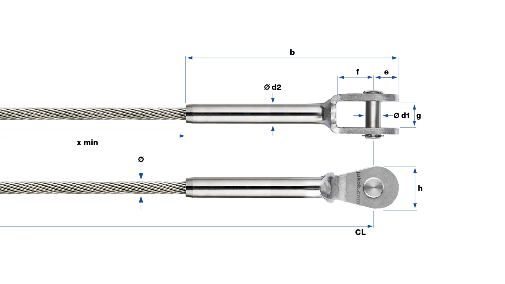 Clevis Classic  round  swaged for open spiral strand