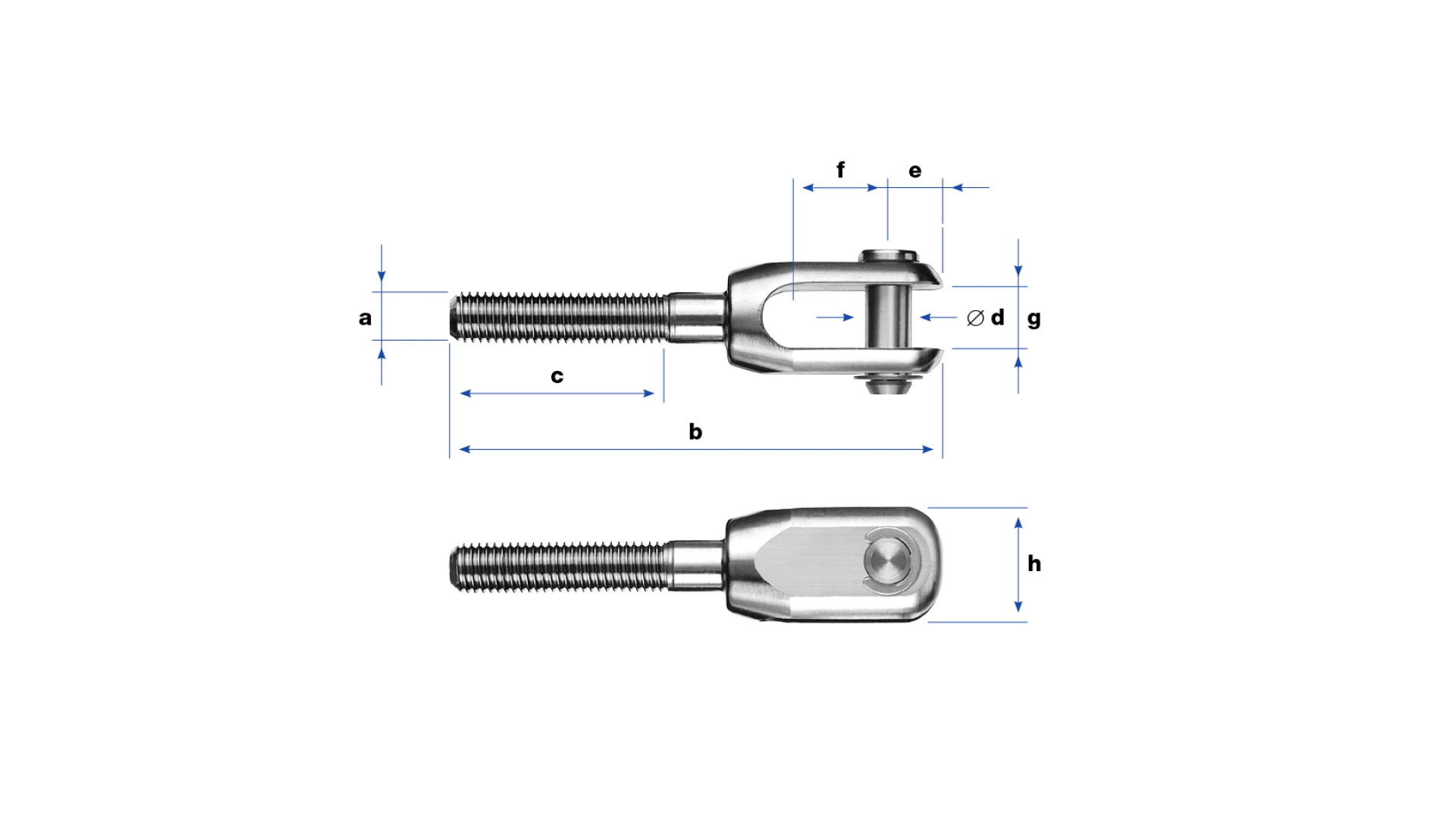 Clevis Monofork with external thread right-hand