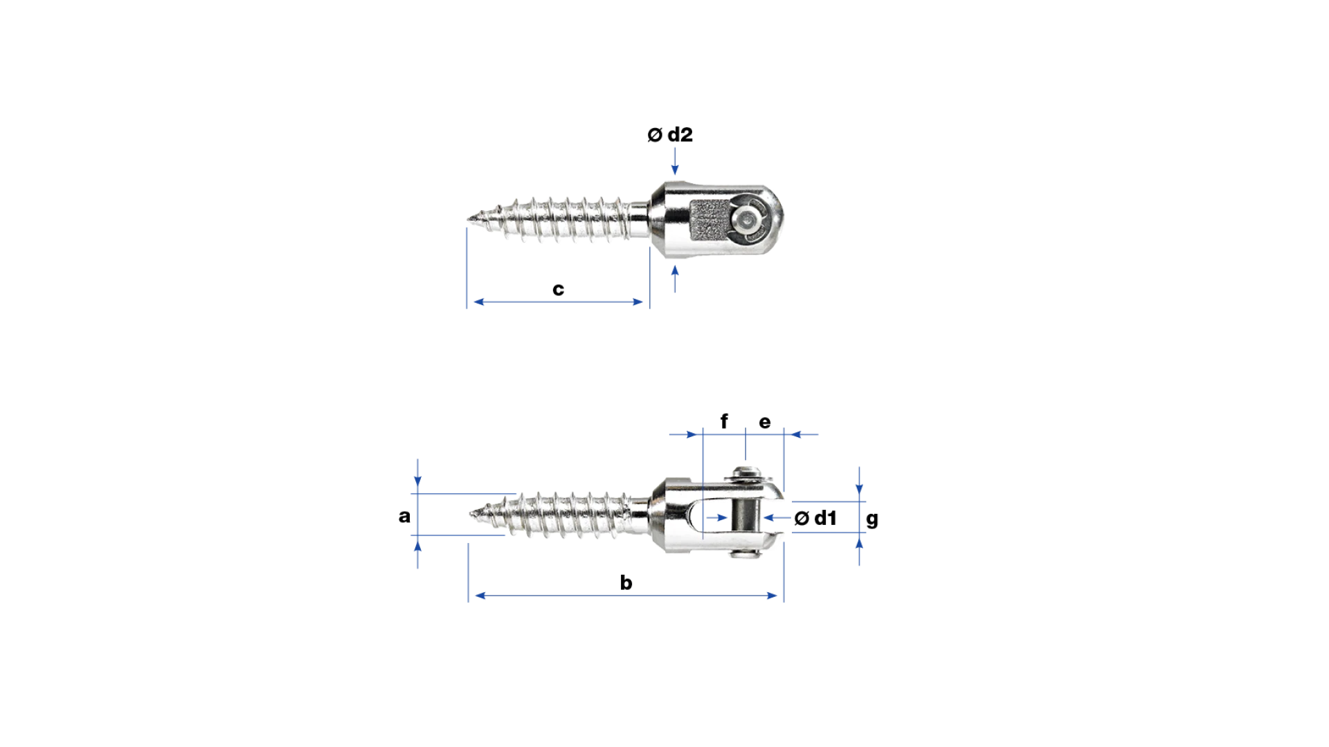 Eye-end counter piece with wood-thread