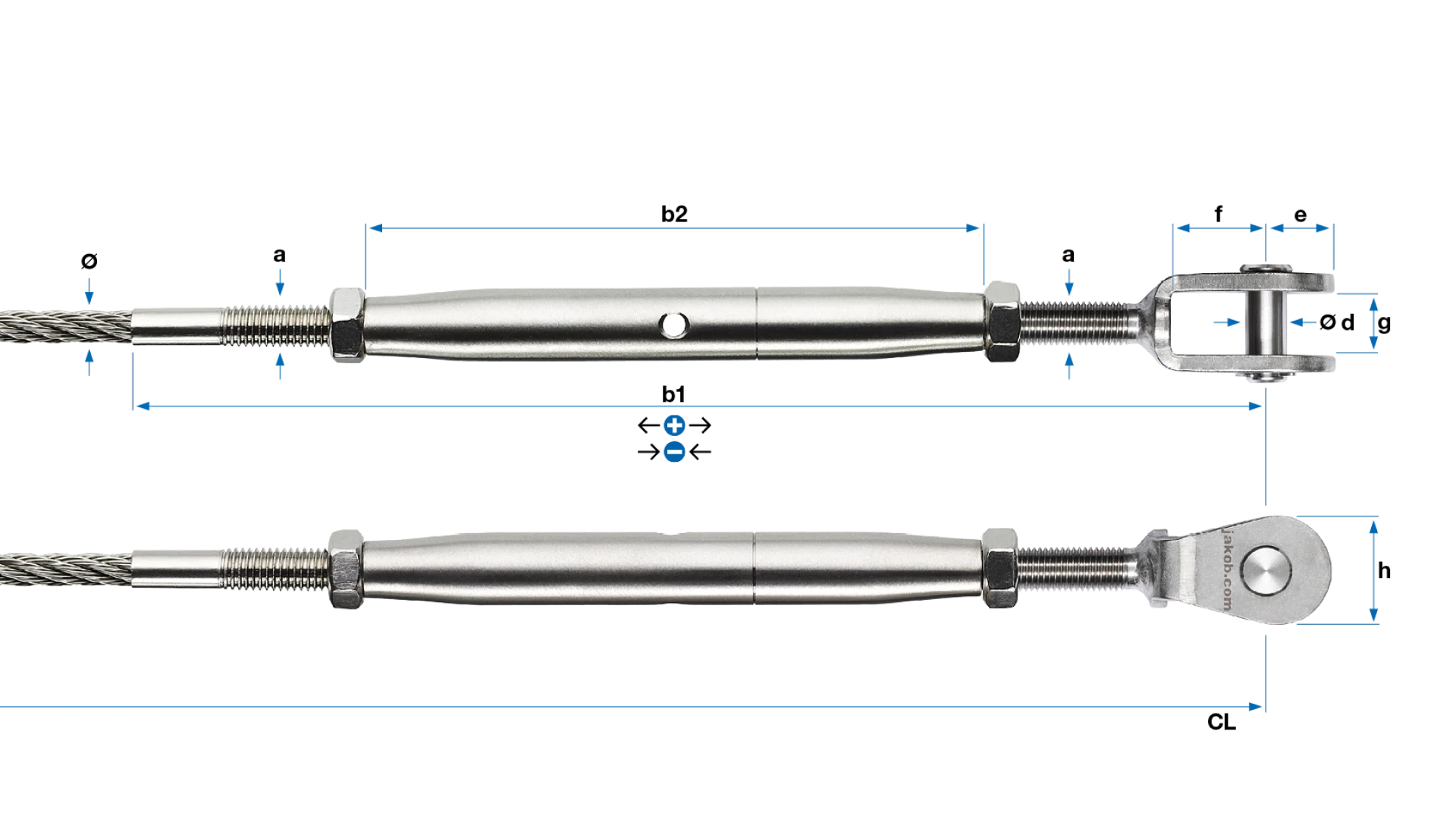 Turnbuckle with clevis Classic Vissline round swaged