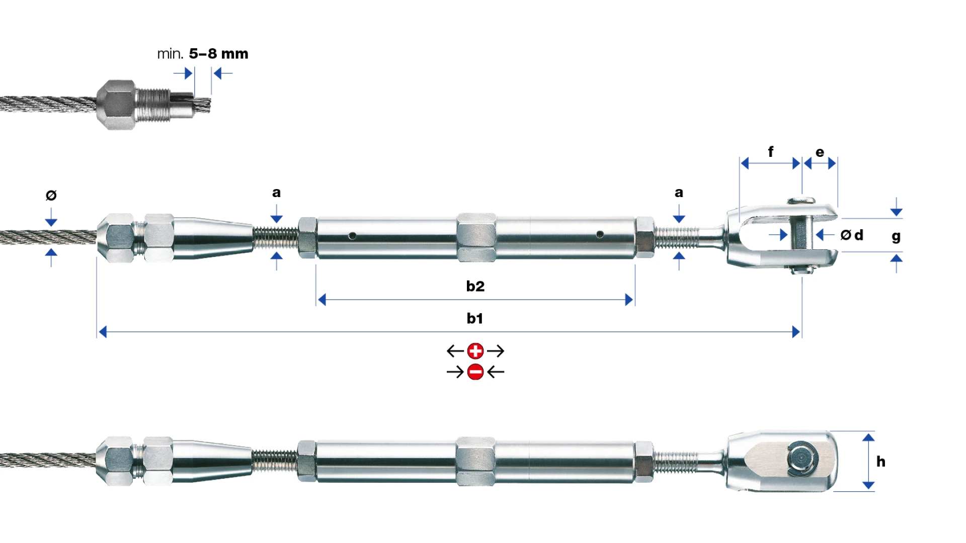 Turnbuckle with clevis Monofork LT1 self-assembly