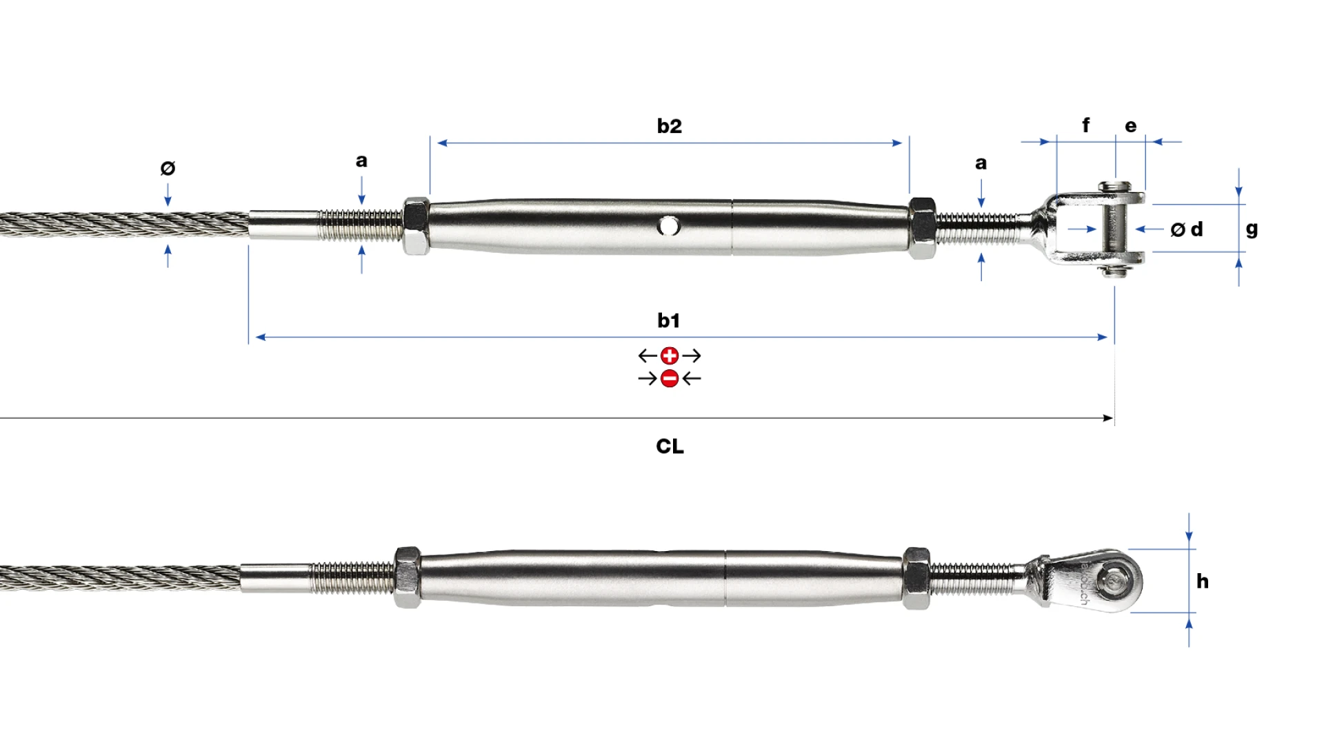 Turnbuckle with clevis Vissline round swaged PHASED-OUT ITEM