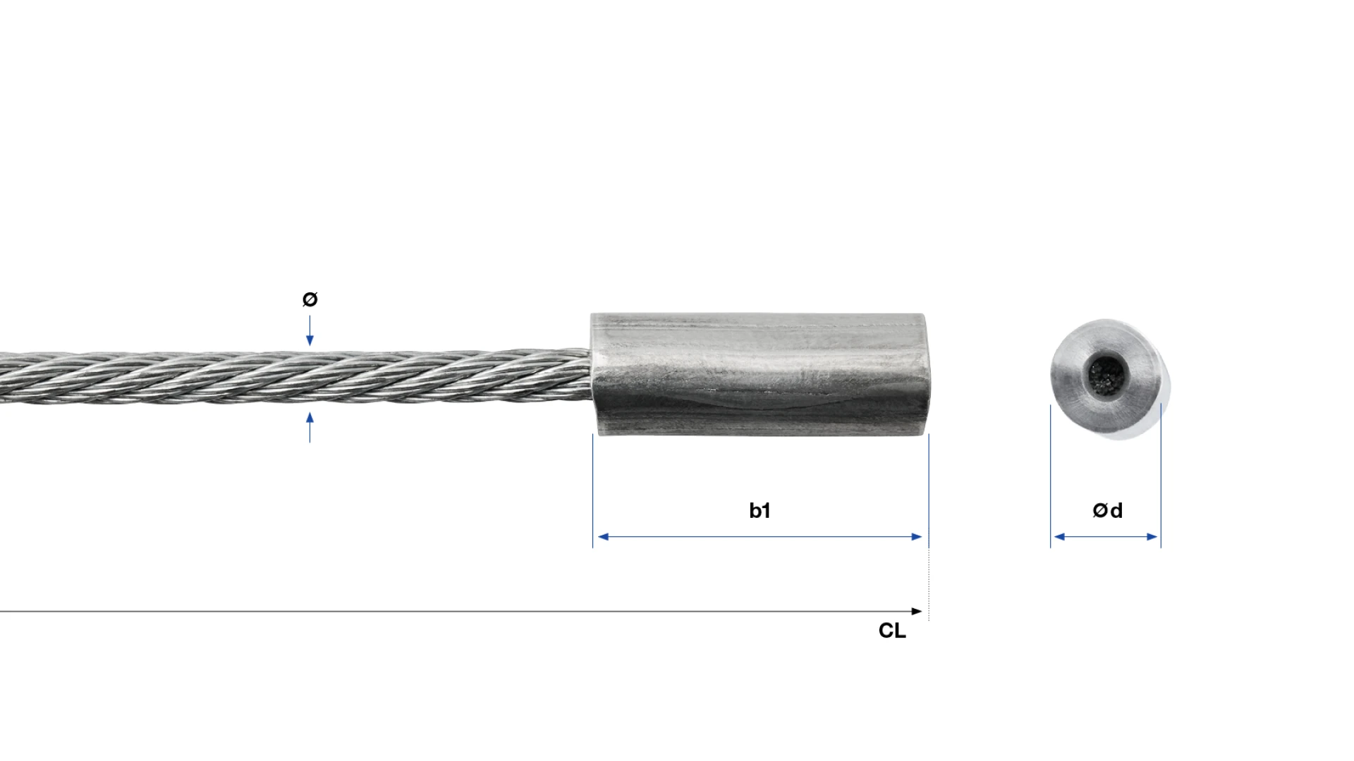 End-stop aluminum round swaged