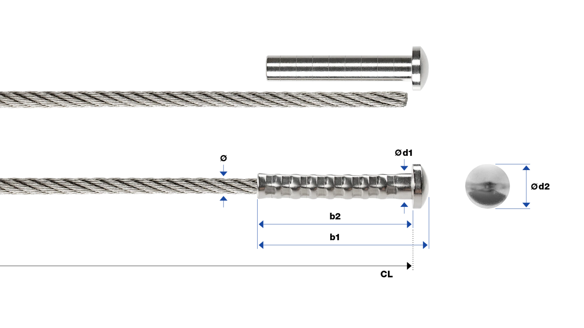 End-stop with radius head SA Self-assembly