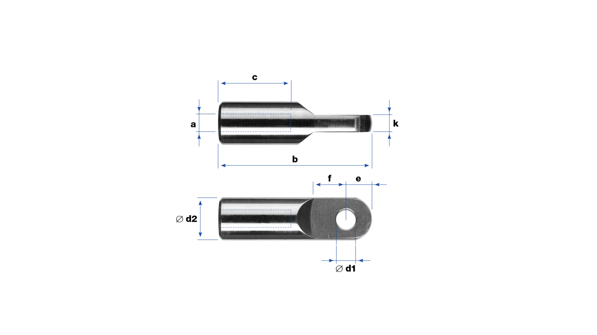 Eye-end with internal thread right-hand