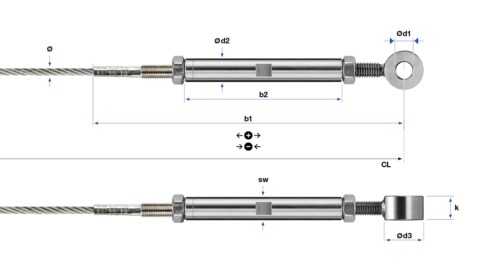 Tensioning sleeve with eye GreenGuide SA self-assembly