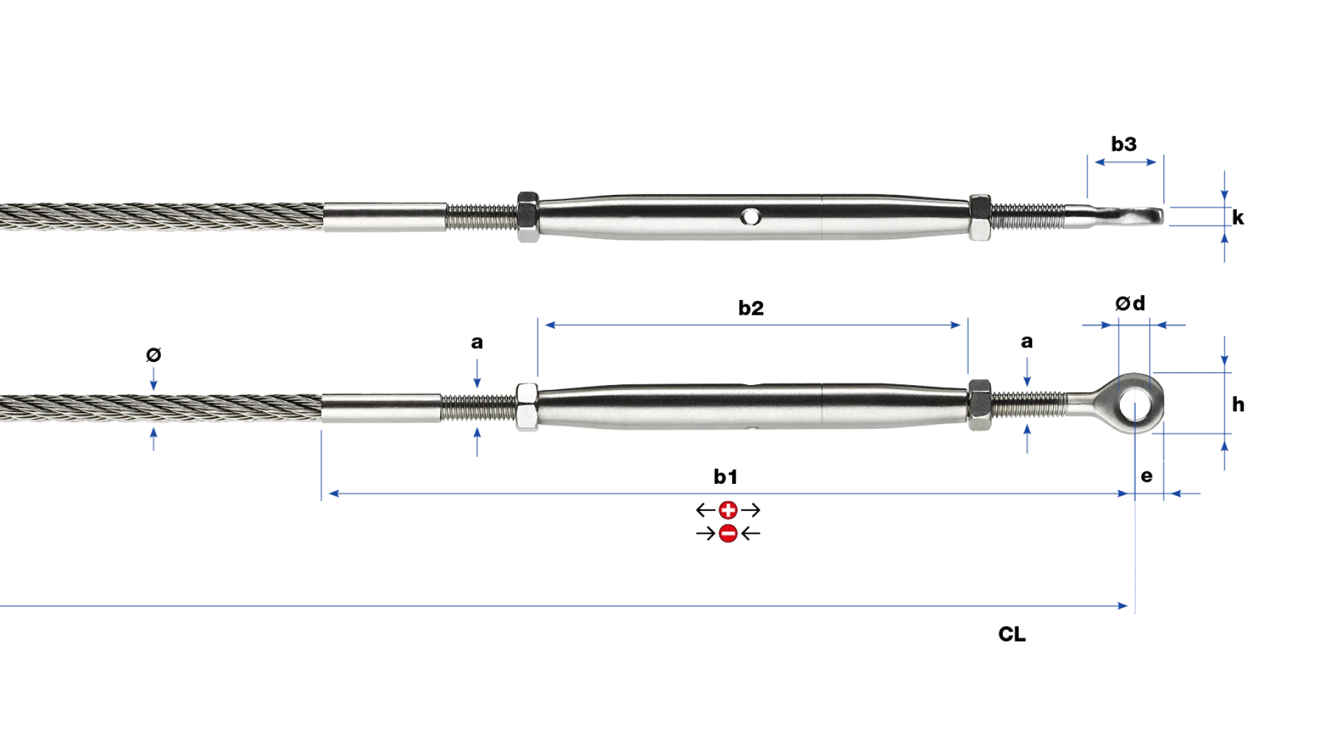Turnbuckle with Eye-end Univiss round swaged