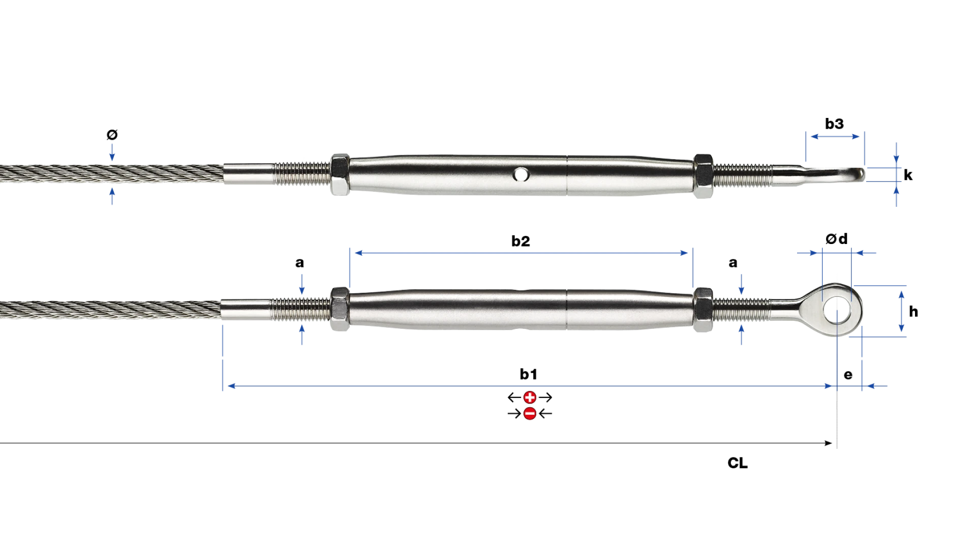 Turnbuckle with Eye-end Vissline round swaged