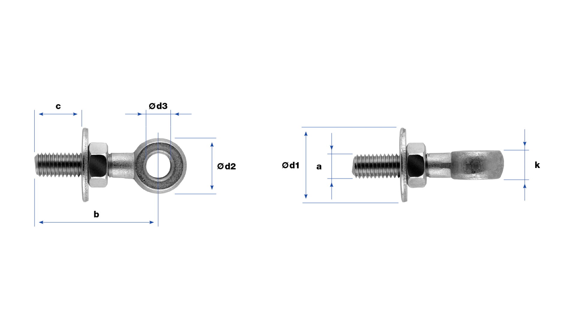 Eye bolt with washer