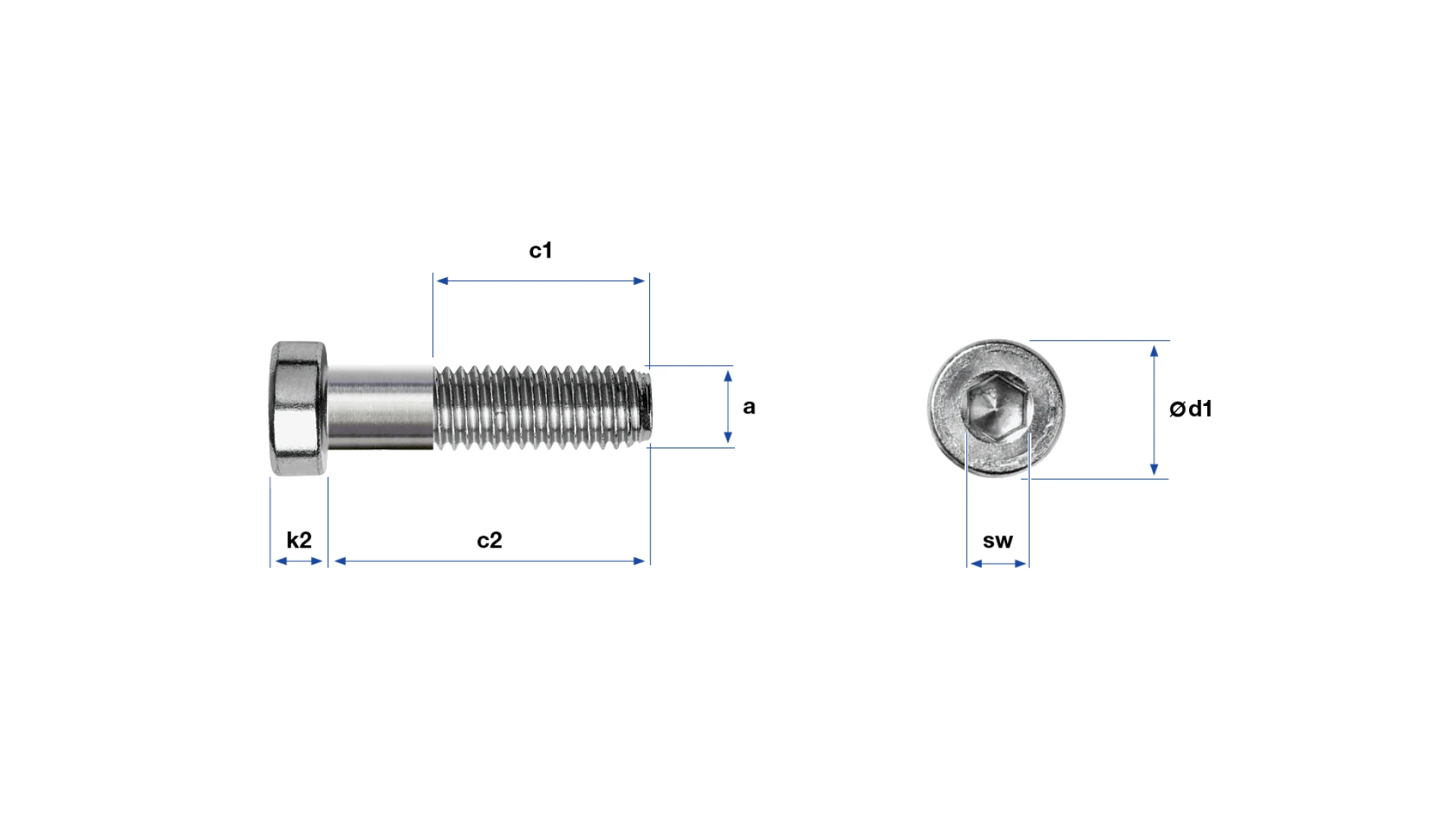 Hexagon socket head cap screw low head  with Shaft