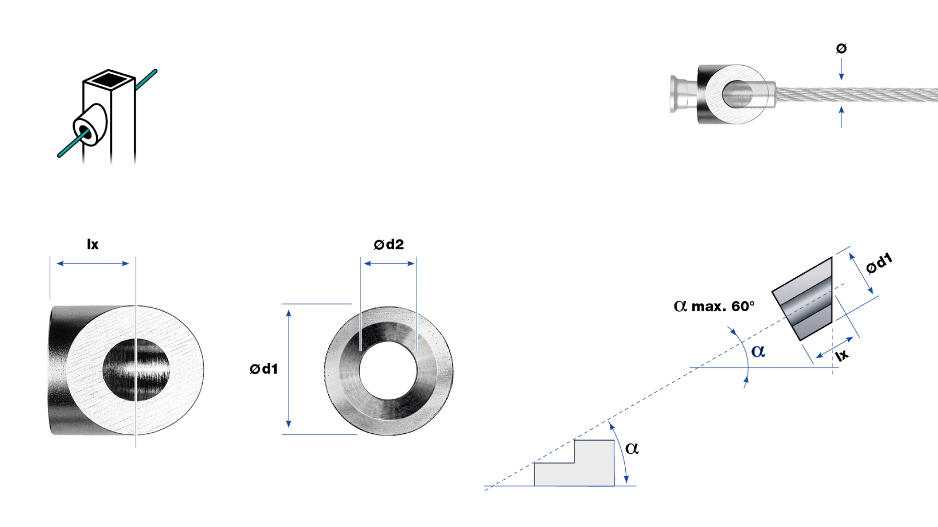 Post fitting flat shape  for end-stop with countersunk head 90°