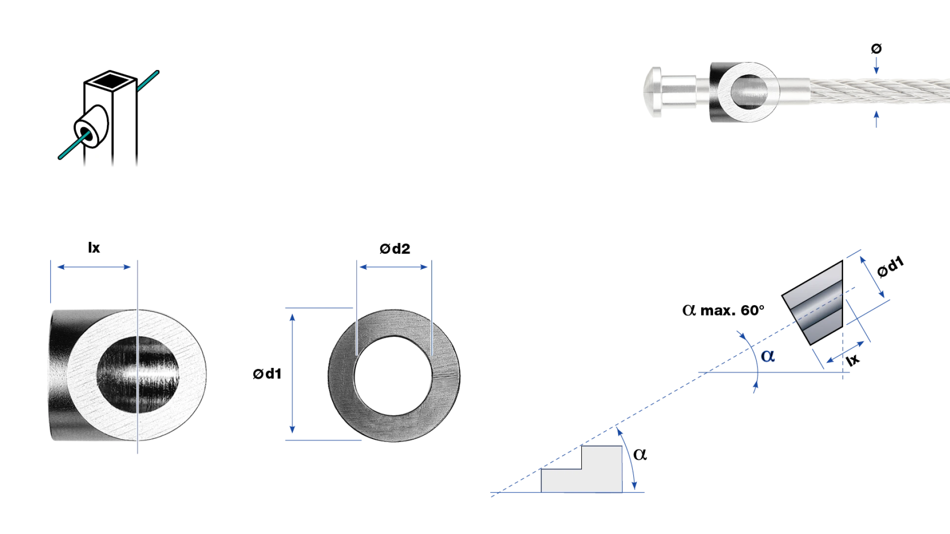 Post fitting flat shape  for end-stop with radius head Univiss