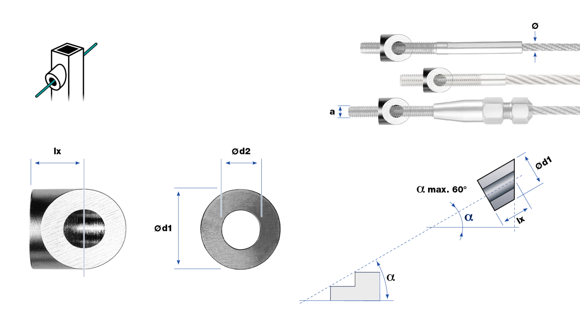 Post fitting flat shape  for external thread