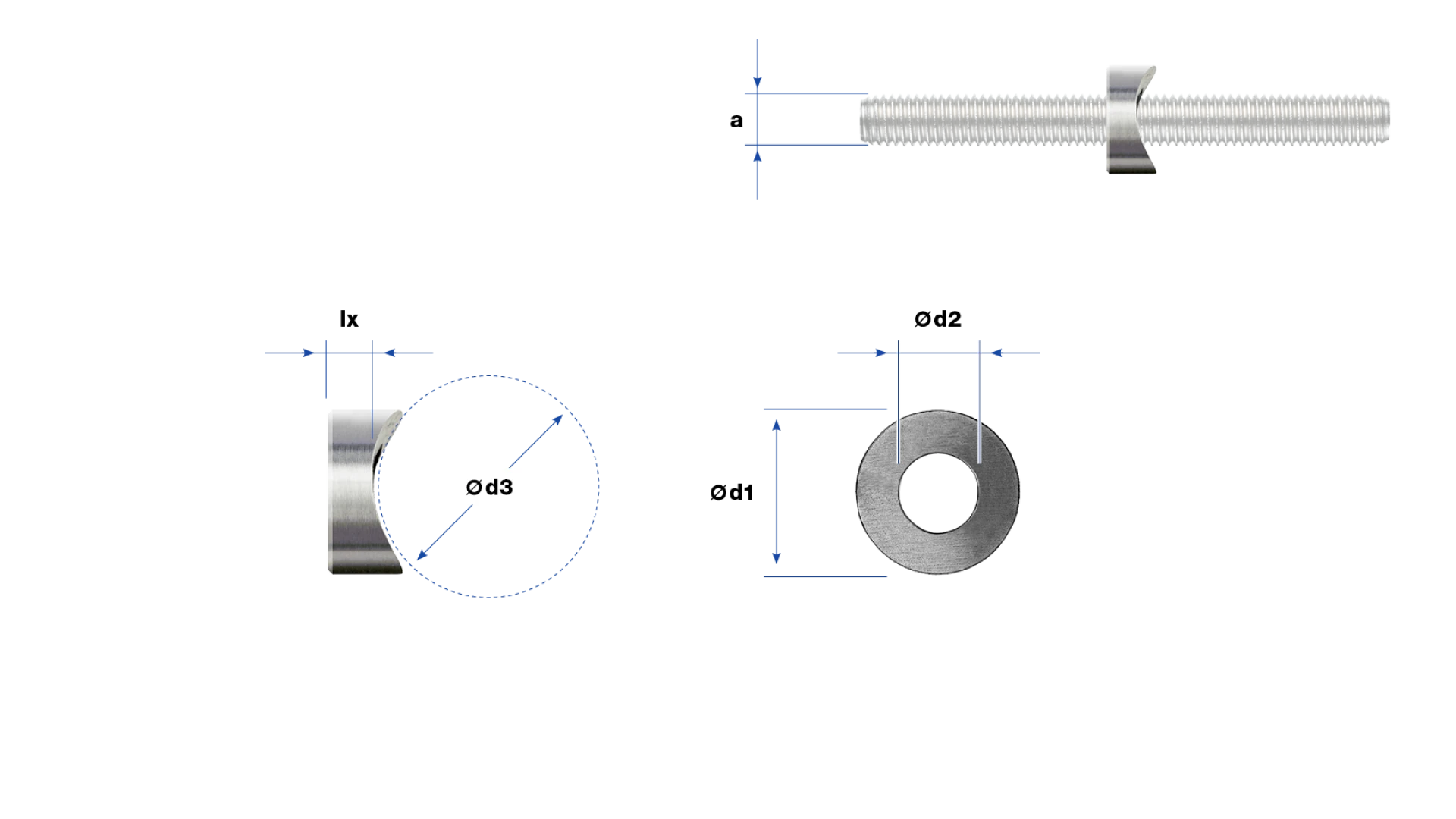 Post fitting round shape  for external thread