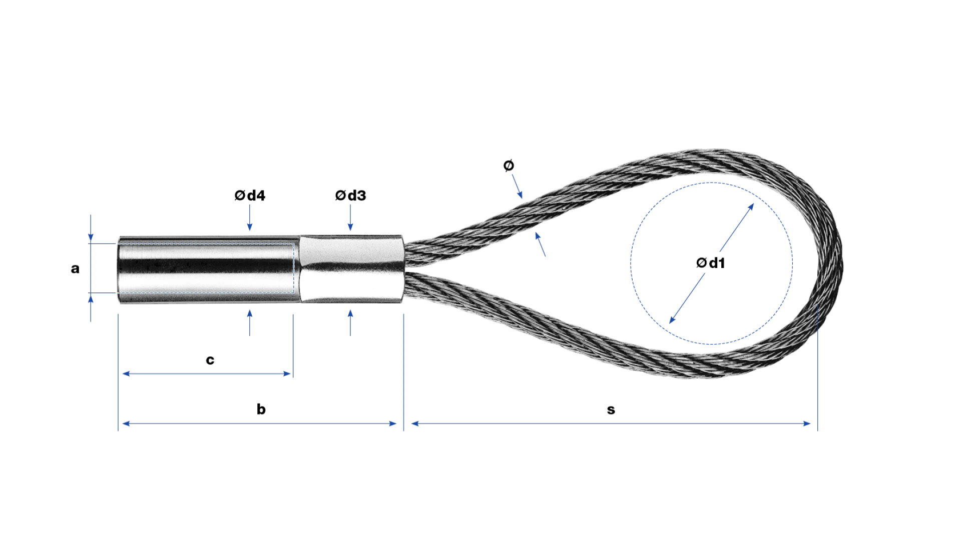 Loop with internal thread right-hand compressed