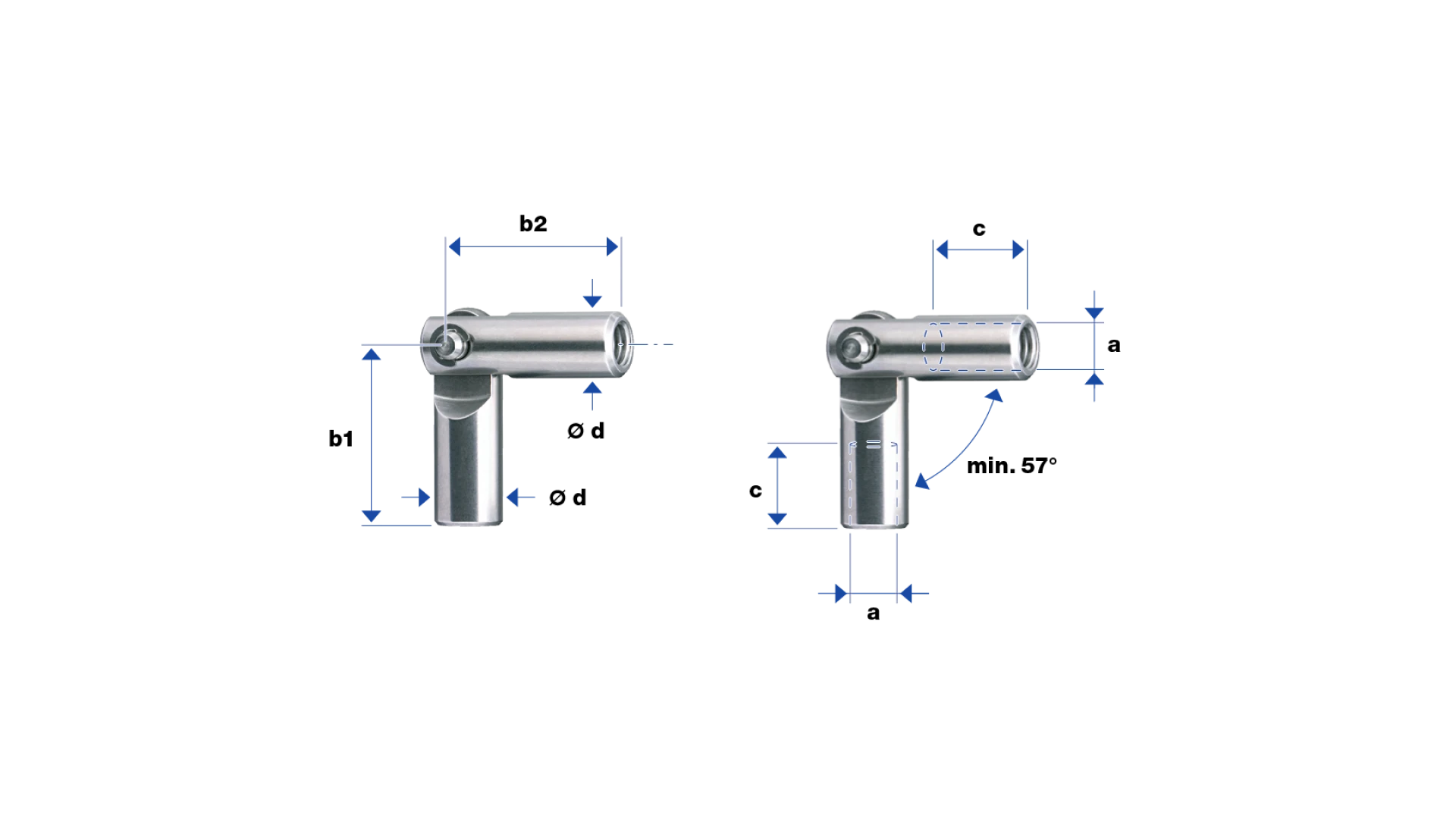 Rod hinge with internal thread