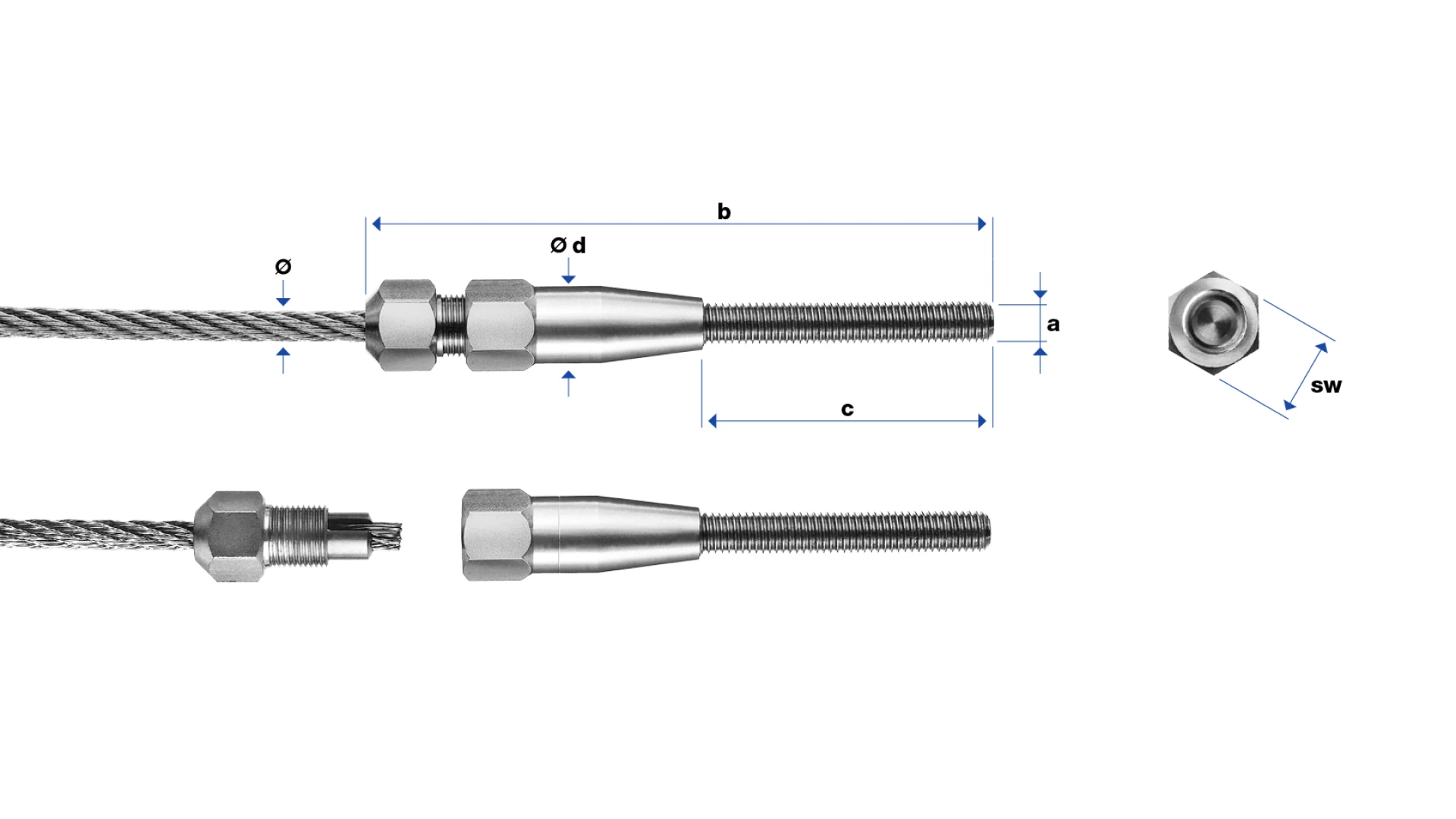 External thread end right-hand LT1 Self-assembly